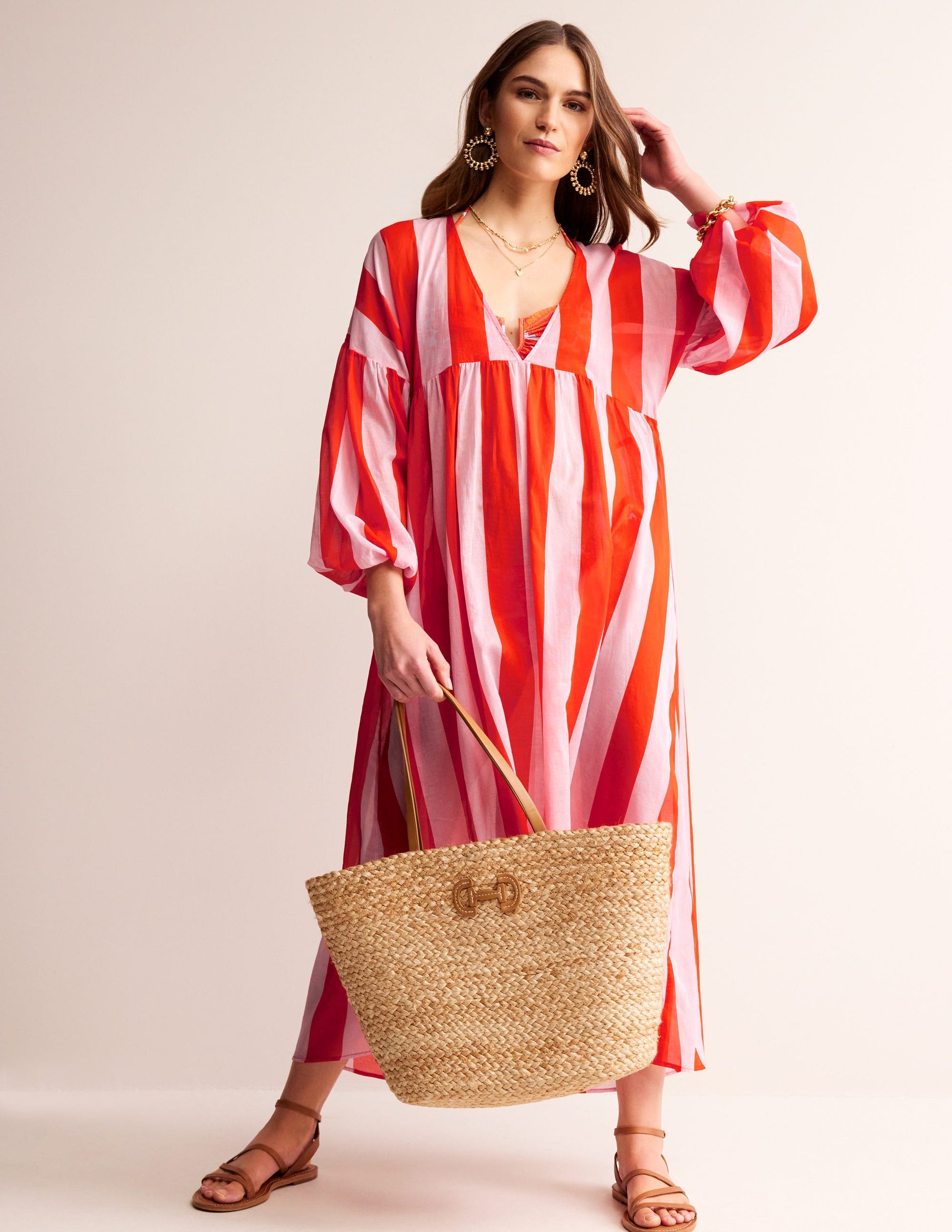 Sarah Maxi Kaftan Dress-Fiesta and Orchid-4