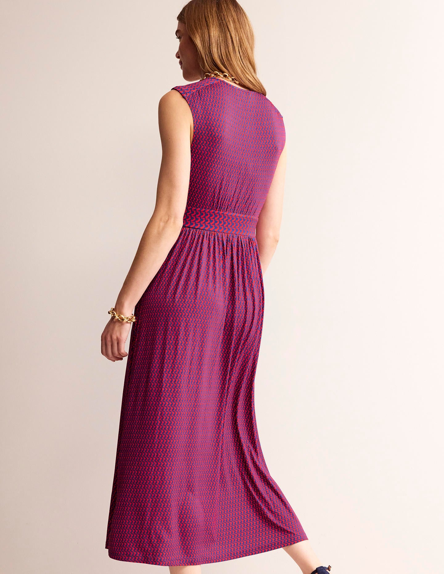 Thea Sleeveless Midi Dress-Flame Scarlet, Arc Geo - Image 3