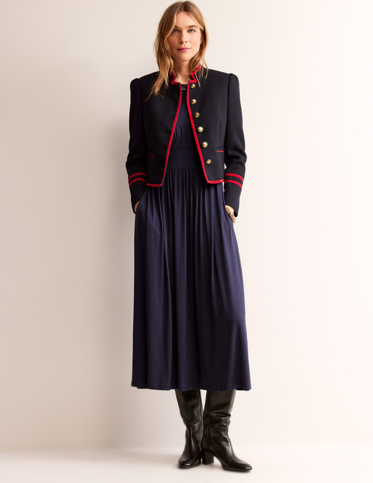 Thea Sleeveless Midi Dress-Navy - Image 4