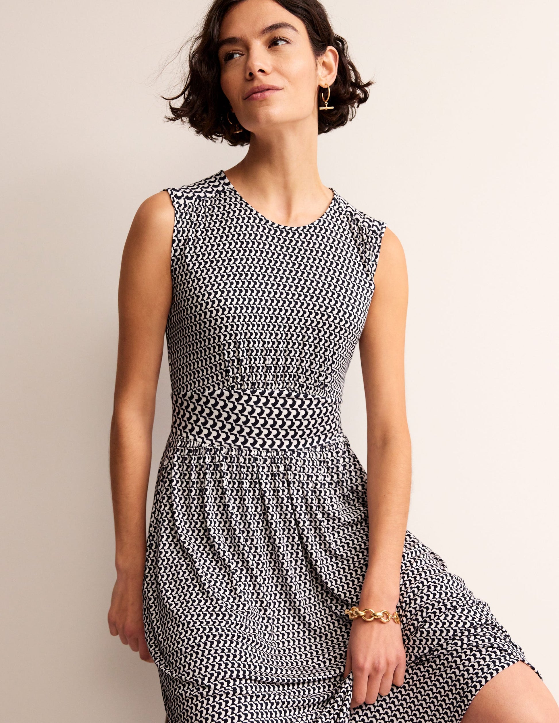 Thea Sleeveless Midi Dress-French Navy, Arc Geo-4