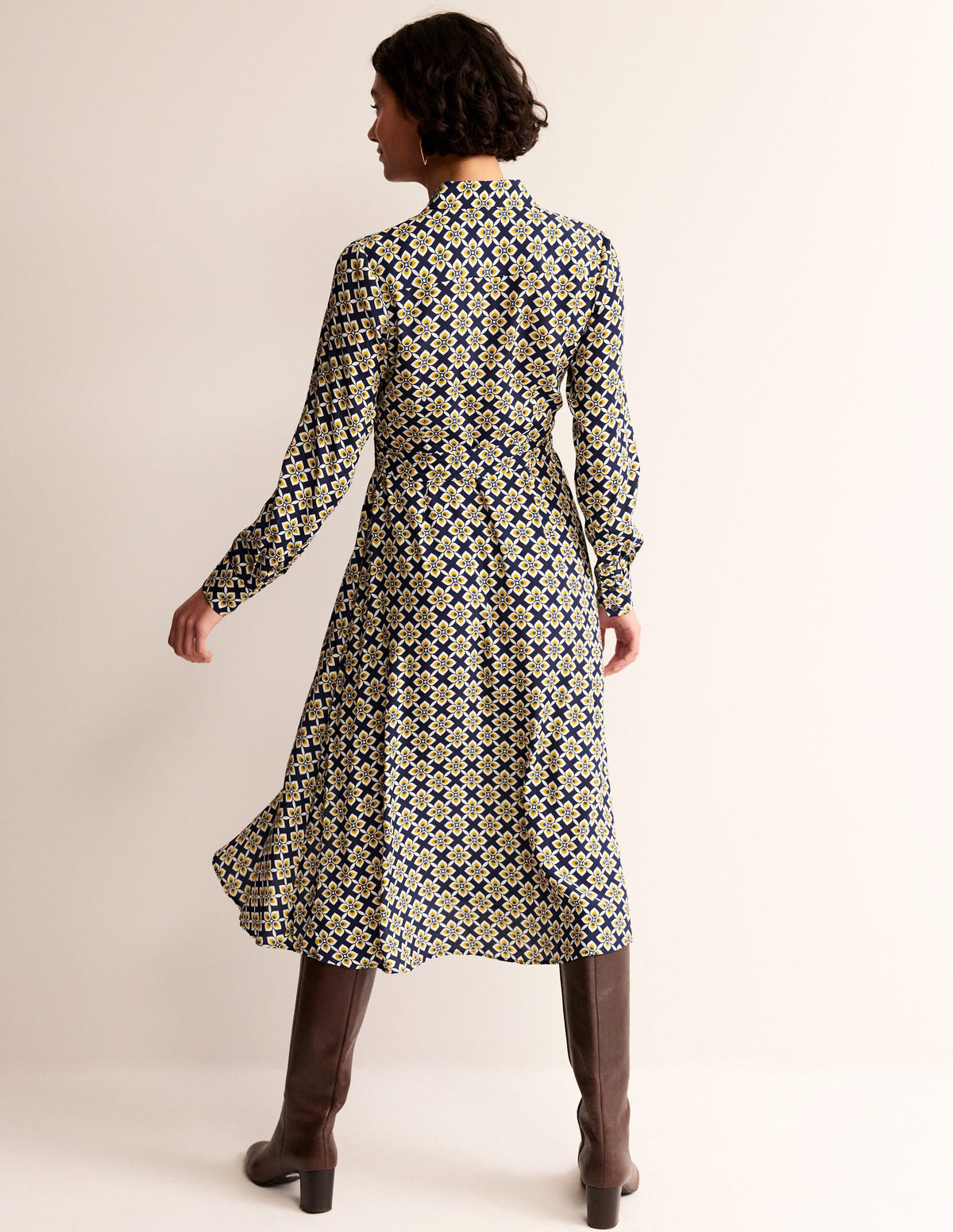 Kate Midi Shirt Dress-Antique Moss, Diamond Floral - Image 3