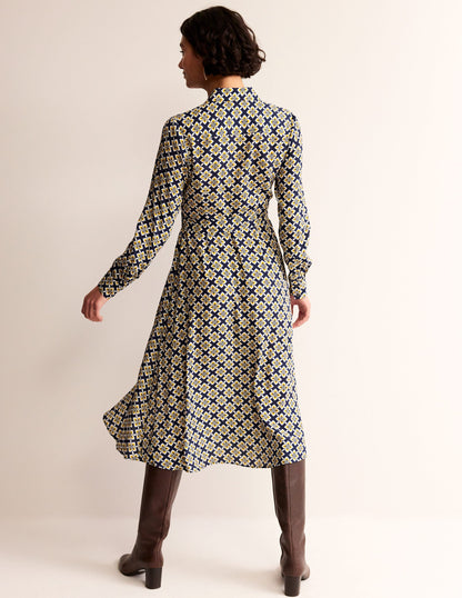 Kate Midi Shirt Dress-Antique Moss, Diamond Floral-3