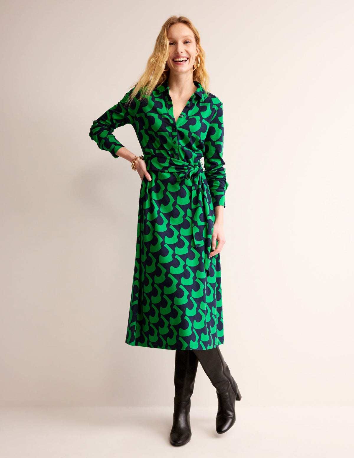 Laura Jersey Midi Shress-Green Tambourine, Arc Geo-1