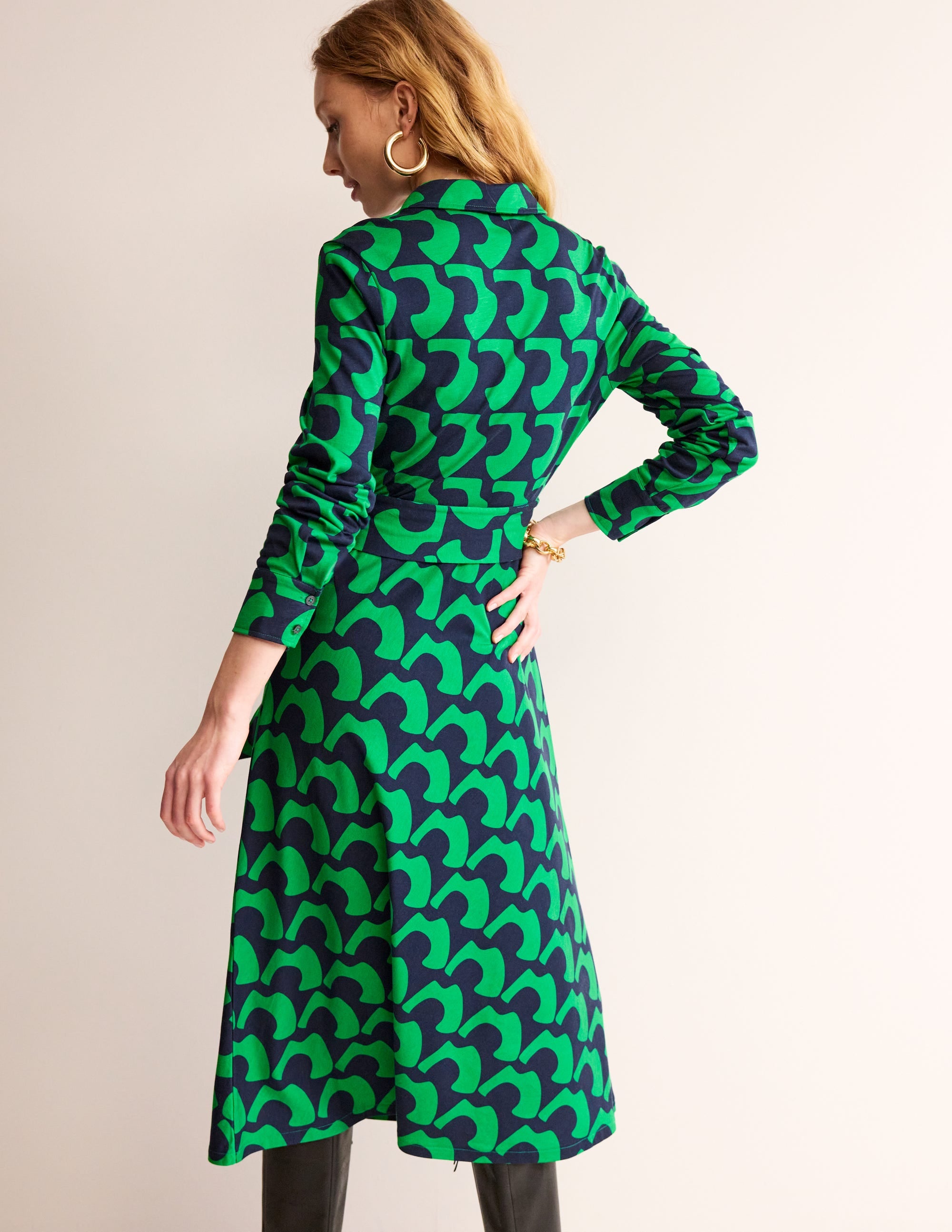 Laura Jersey Midi Shress-Green Tambourine, Arc Geo - Image 3