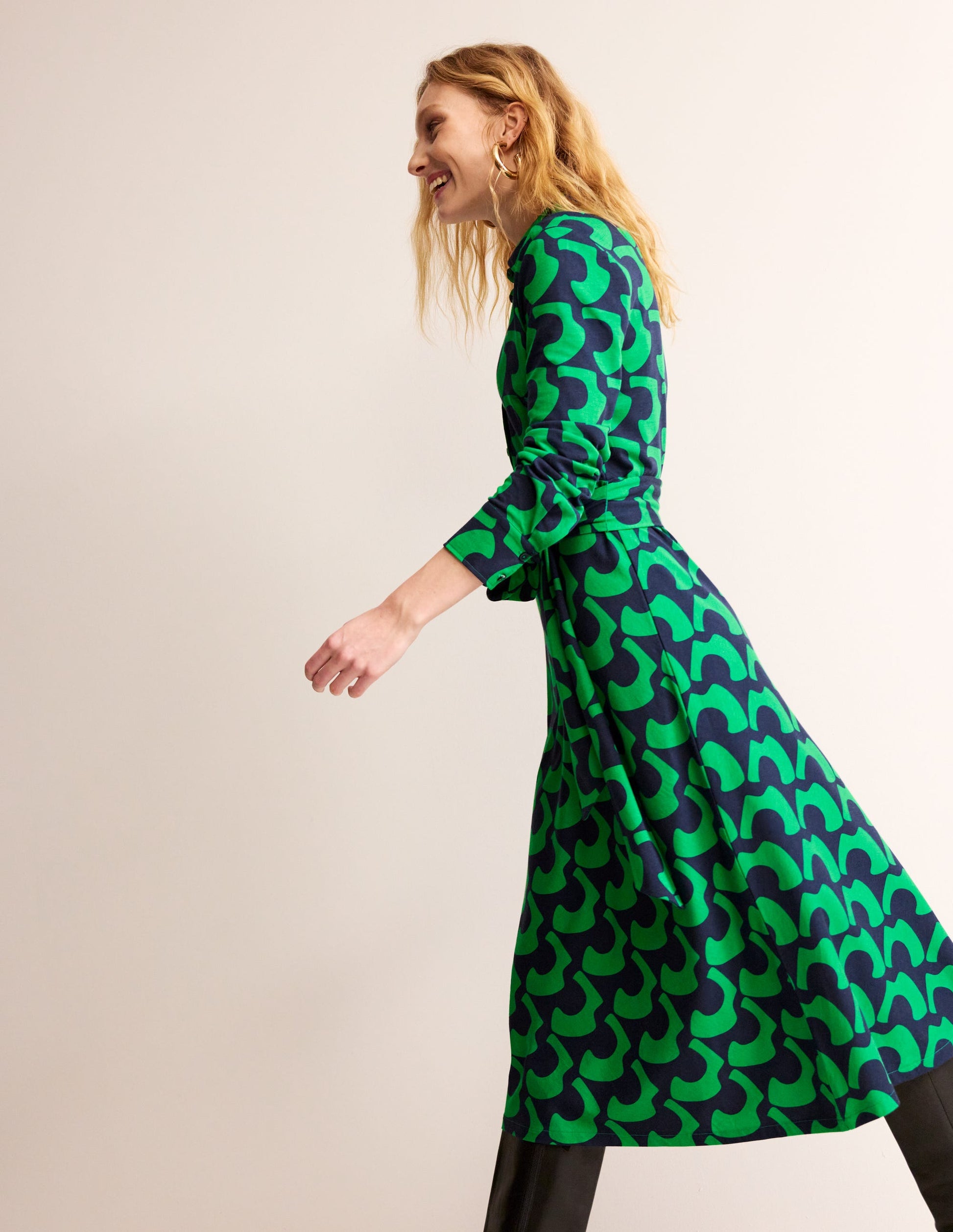 Laura Jersey Midi Shress-Green Tambourine, Arc Geo-4