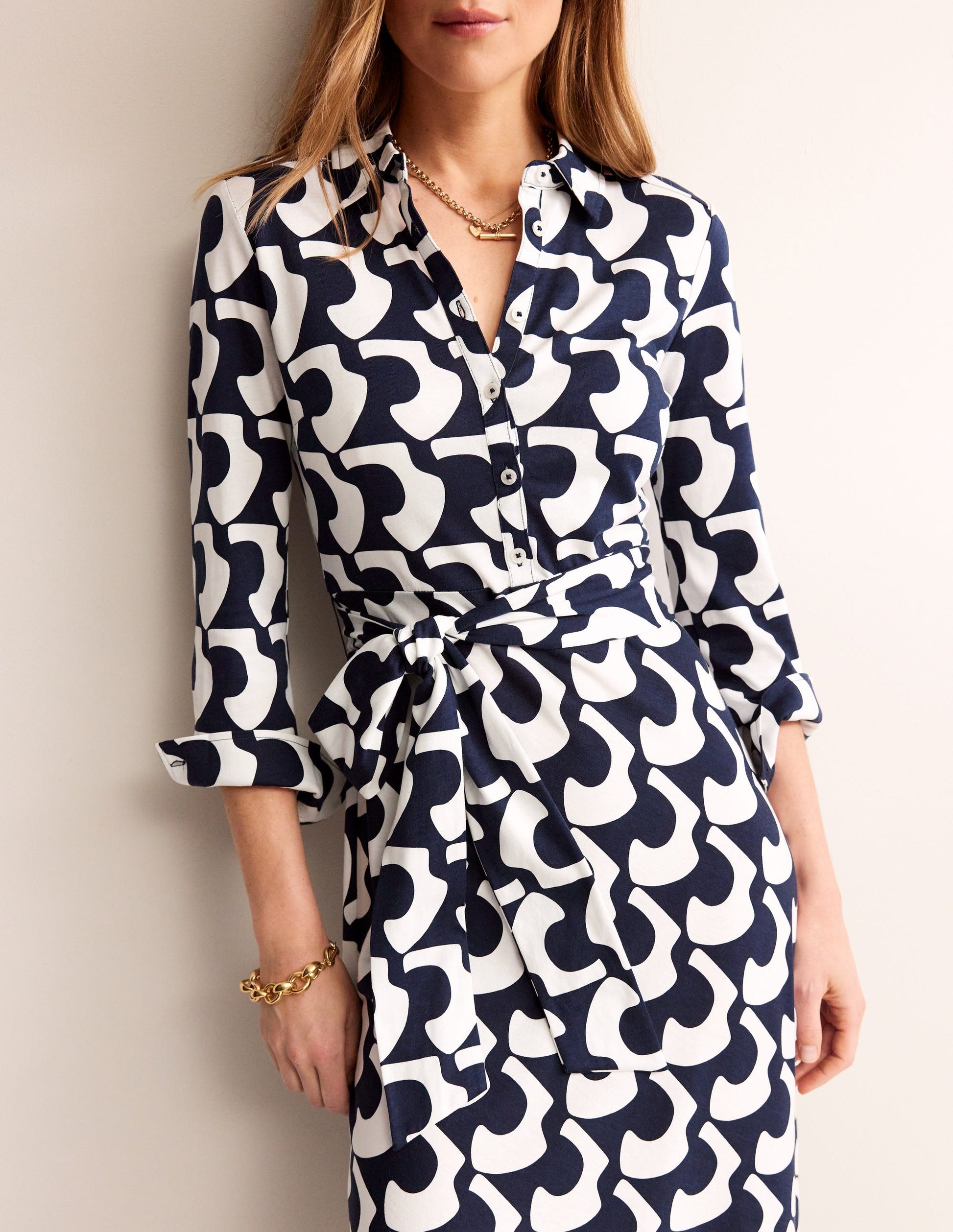 Laura Jersey Midi Shress-French Navy, Arc Geo-2