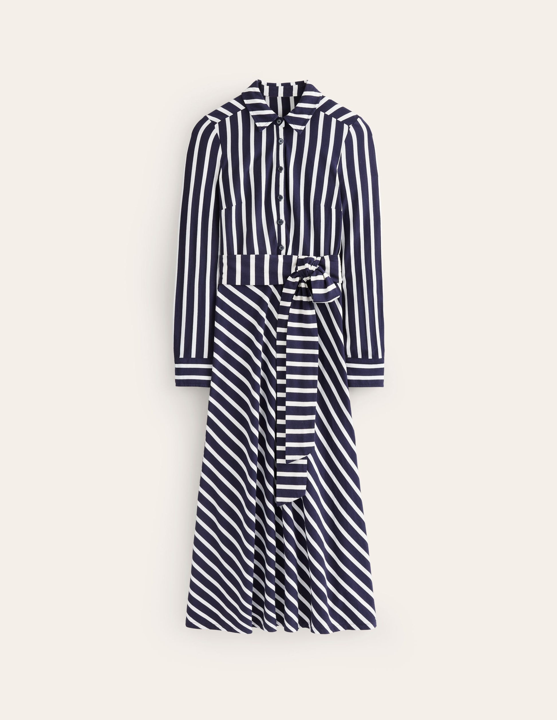 Laura Jersey Midi Shress-French Navy, Ivory Stripe-6