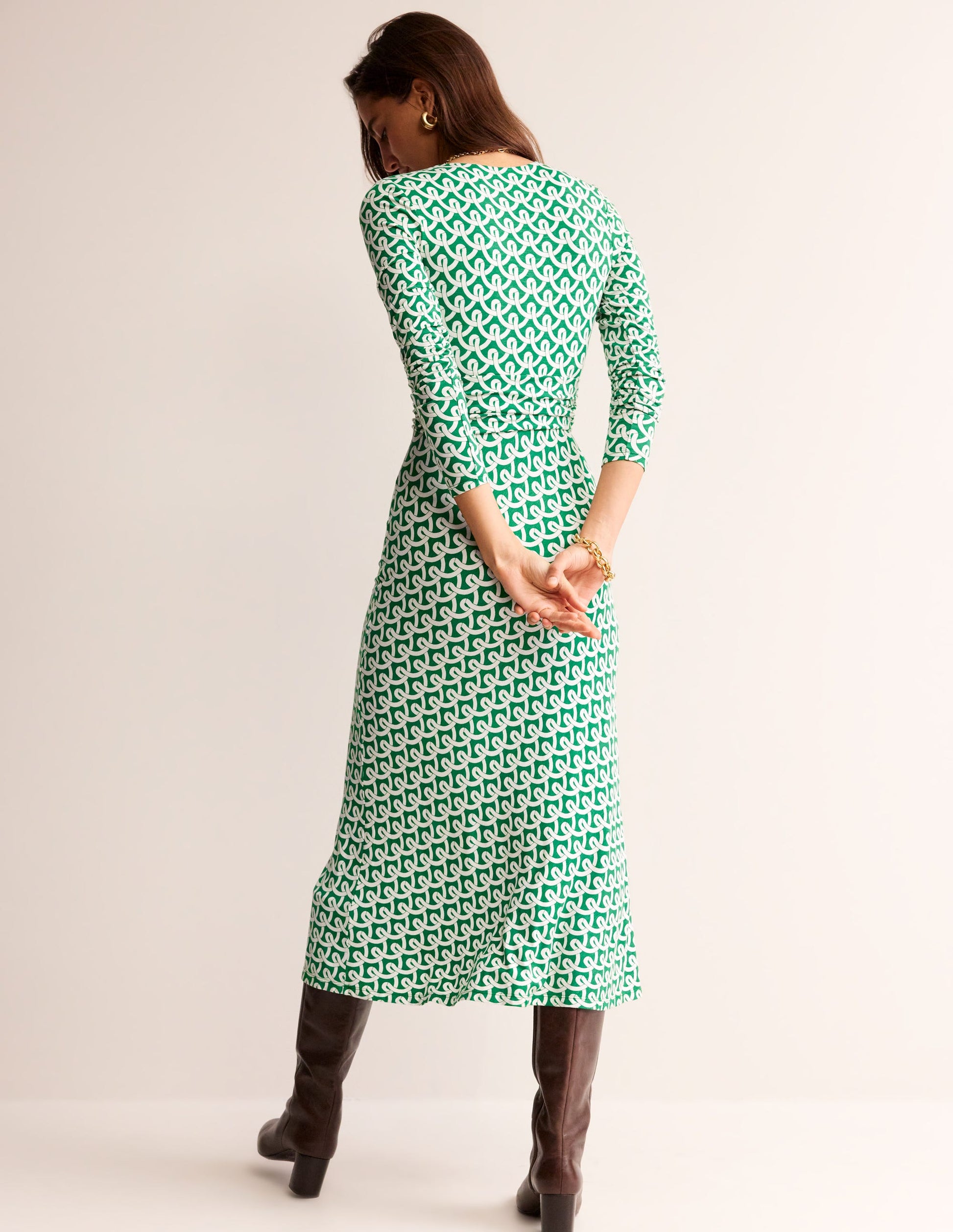 Elodie Empire Midi Dress-Green Tambourine, Geo Terrace-4