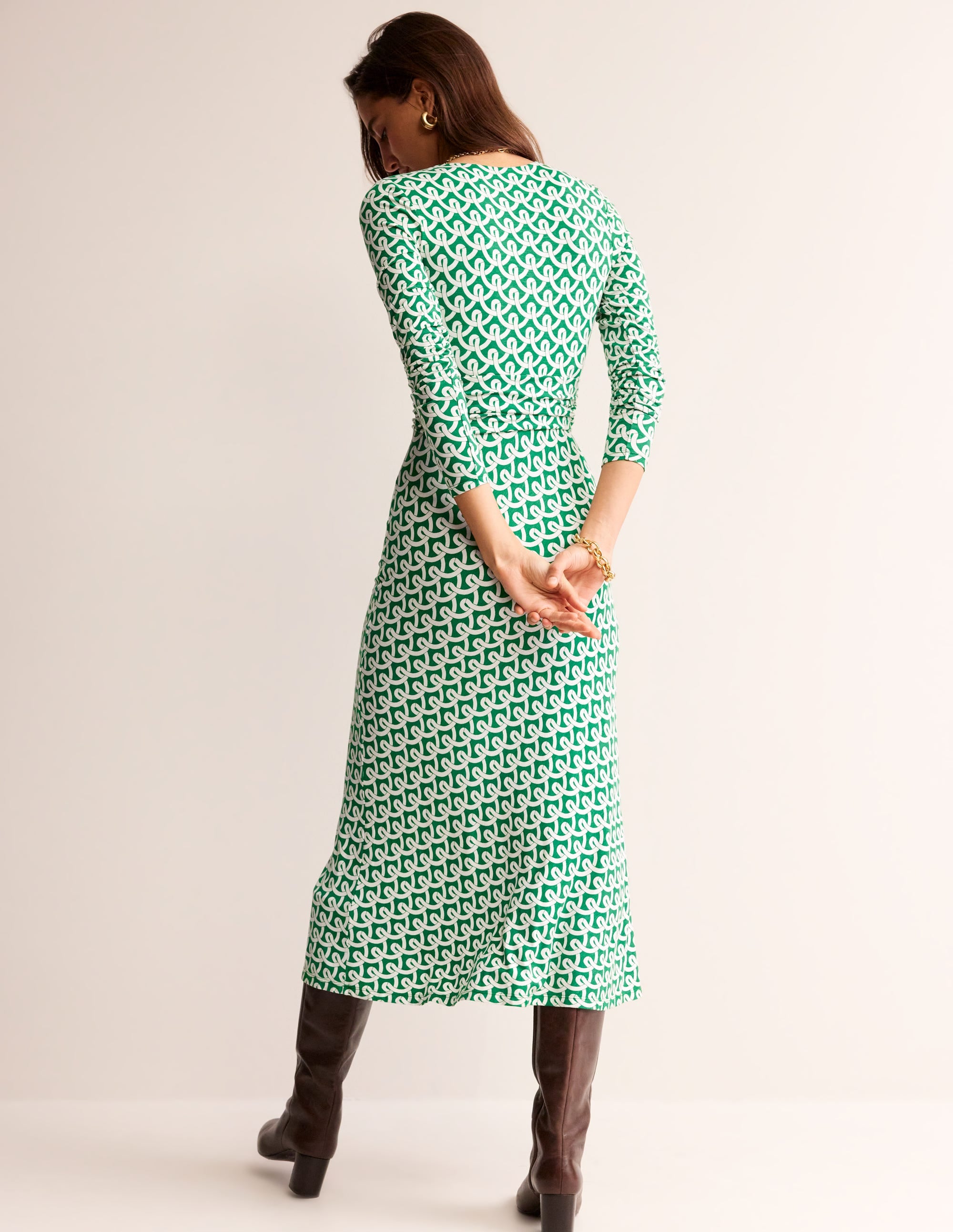Elodie Empire Midi Dress-Green Tambourine, Geo Terrace - Image 4