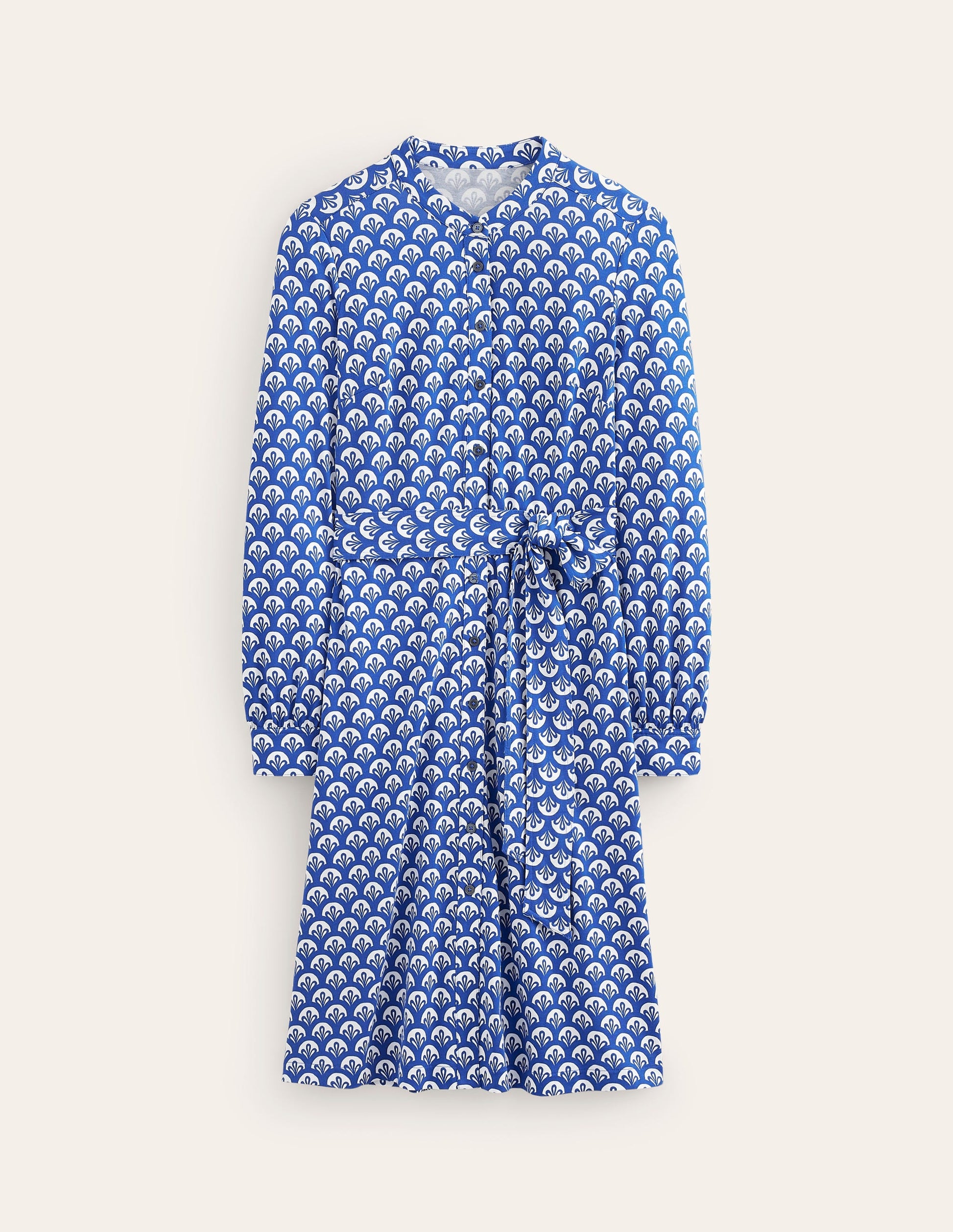 Julia Jersey Shirt Dress-Surf The Web, Foliage Geo-5