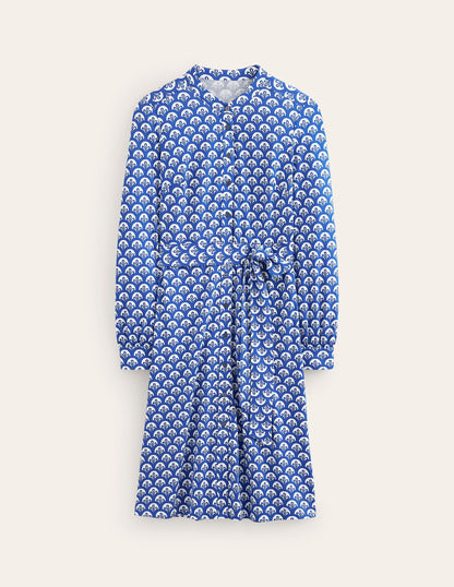 Julia Jersey Shirt Dress-Surf The Web, Foliage Geo-5