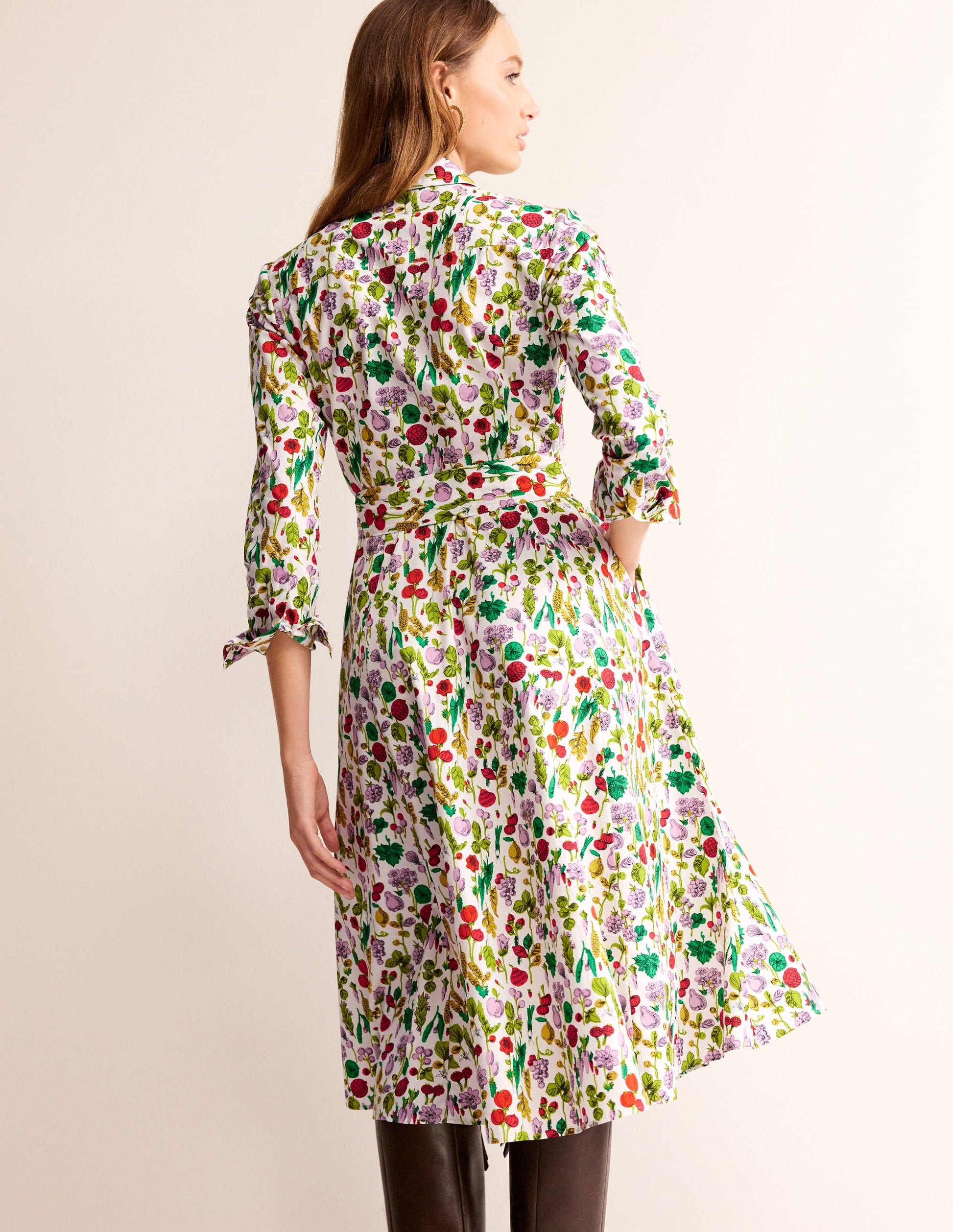 Amy Cotton Midi Shirt Dress-Ivory, Spring Crop-3