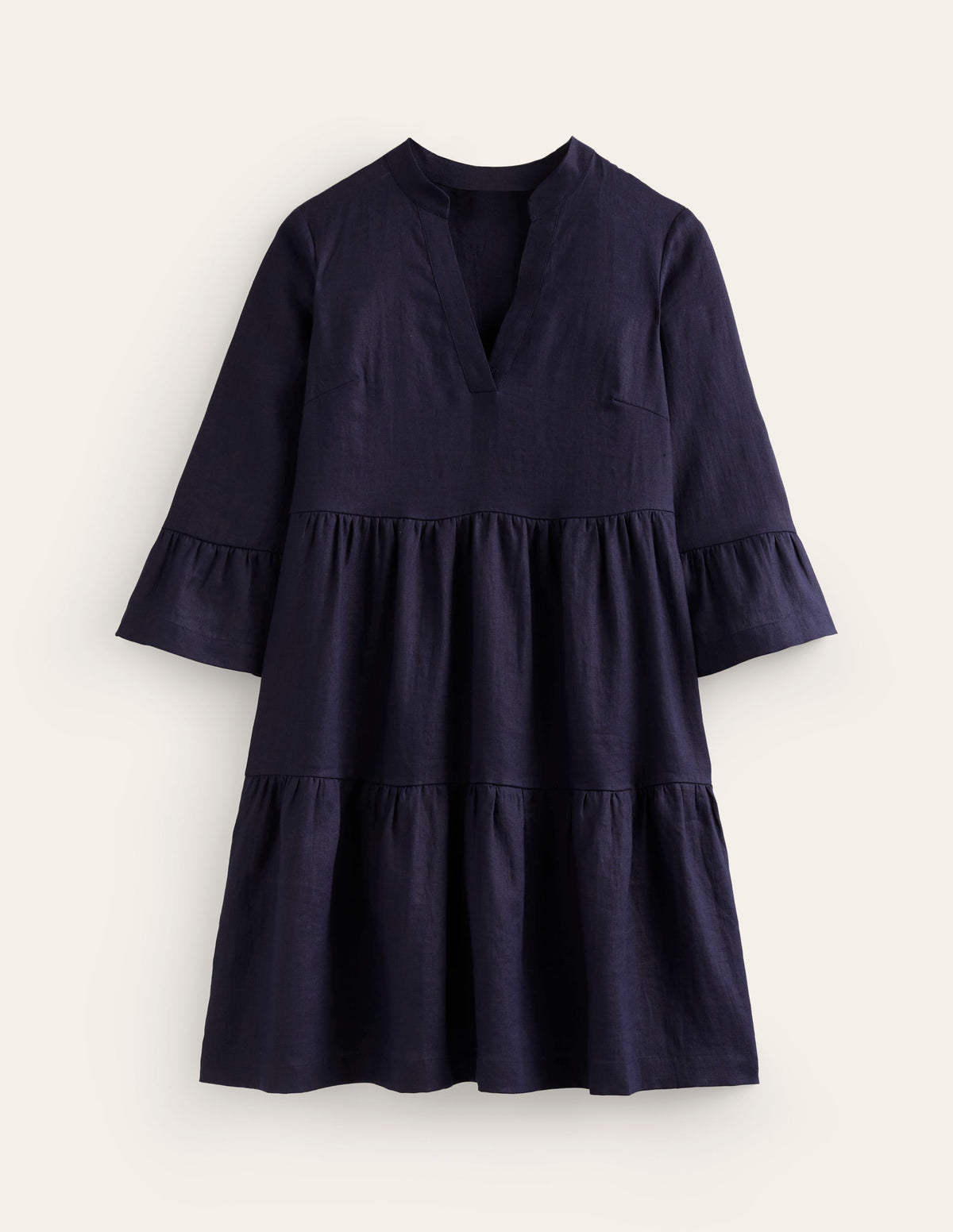 Sophia Linen Short Dress-Navy-5