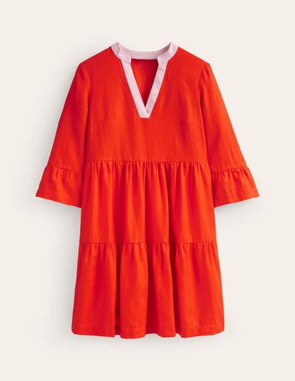 Sophia Linen Short Dress-Fiesta Orange-7