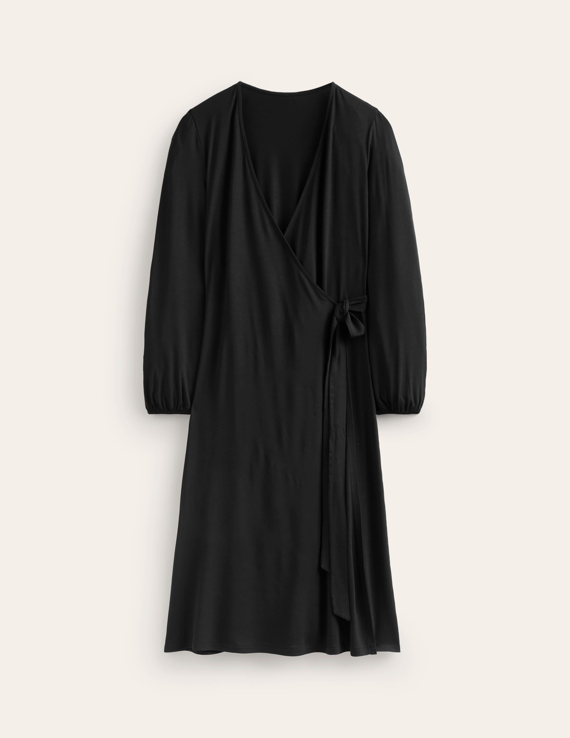 Joanna Jersey Midi Wrap Dress-Black - Image 5