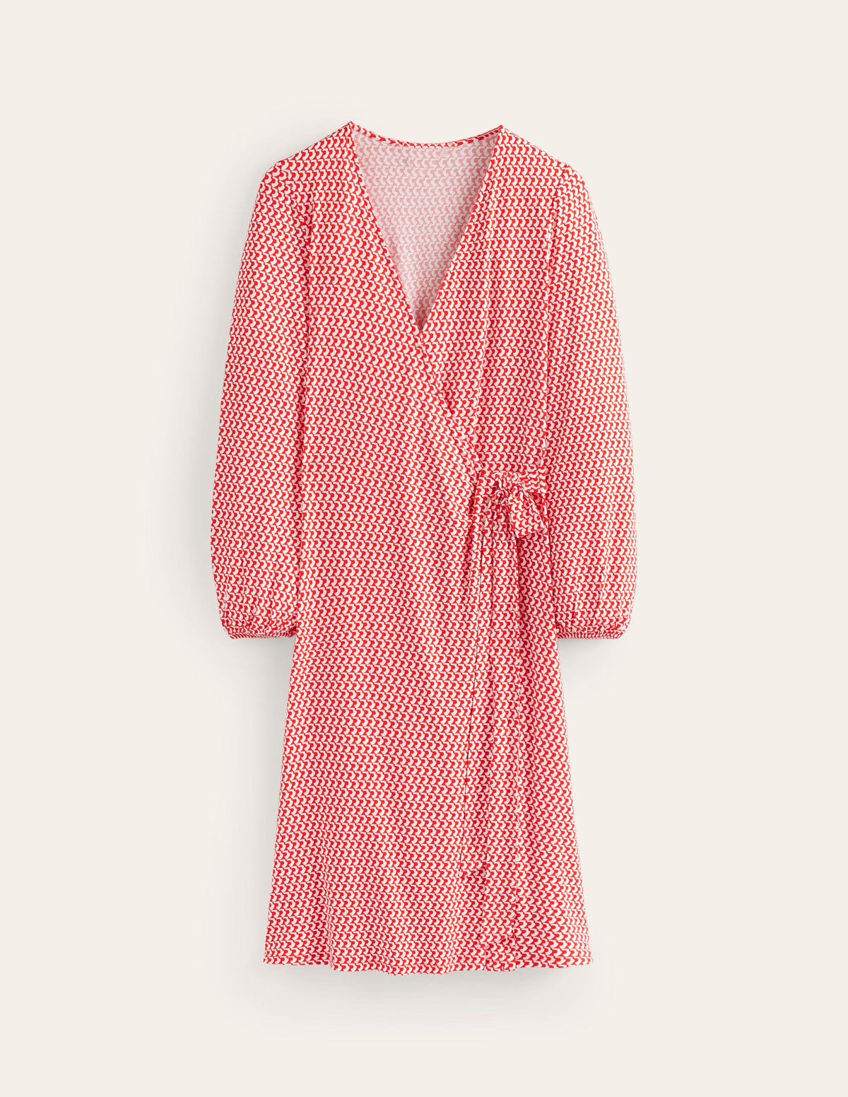 Joanna Jersey Midi Wrap Dress-Flame Scarlet, Arc Geo - Image 6