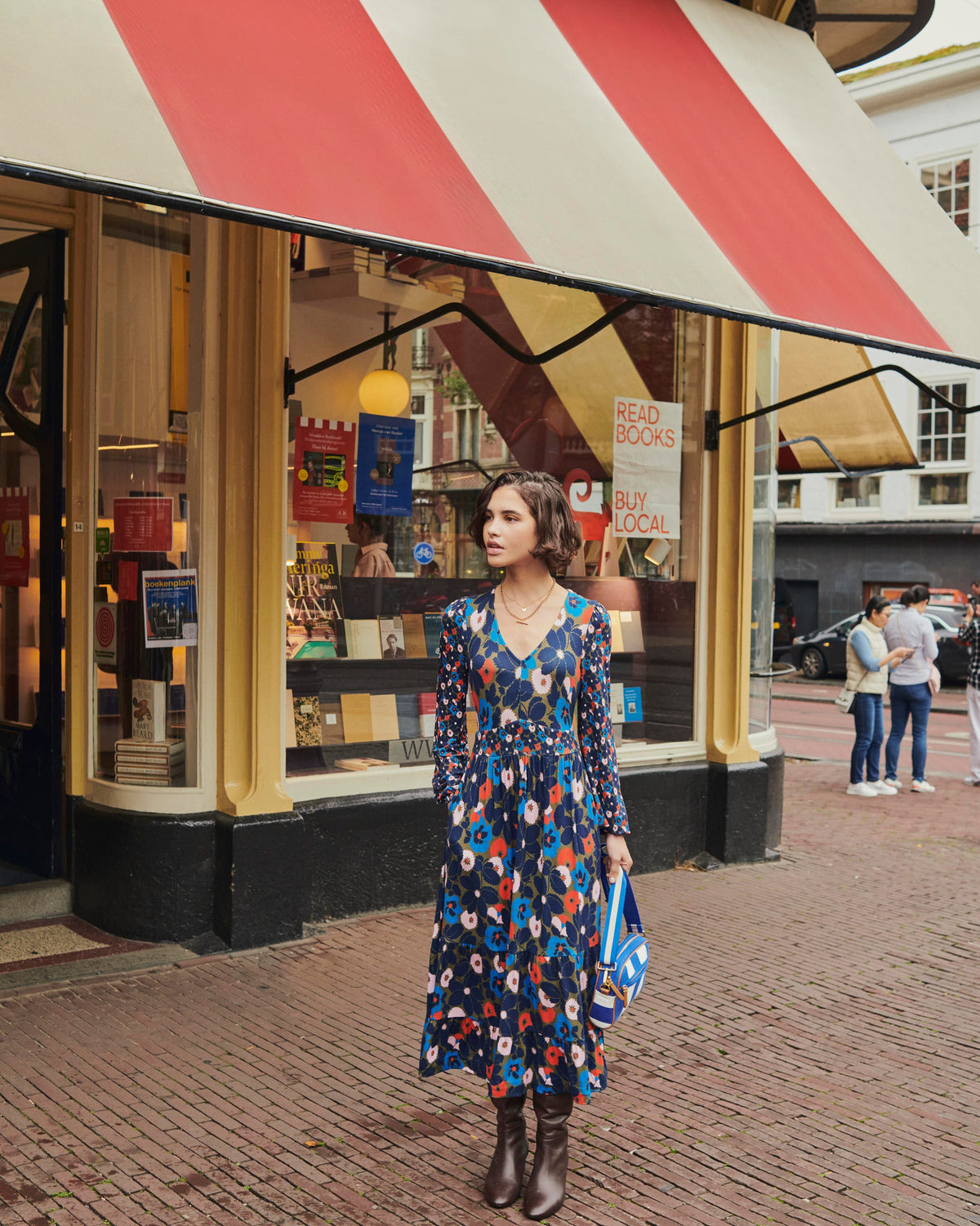 Hotch Potch V-Neck Midi Dress-Moss,  Bloomsbury Pop - Image 7