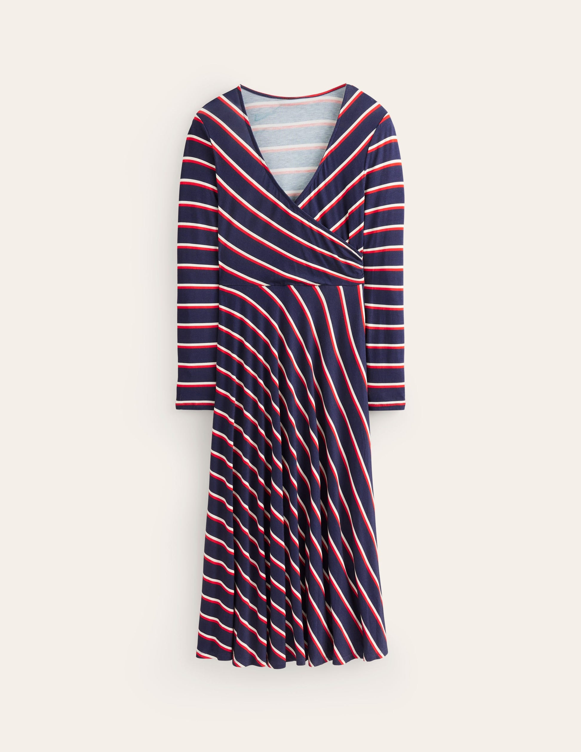 Hotch Stripe Jersey Midi Dress-Navy, Red, White Stripe-6