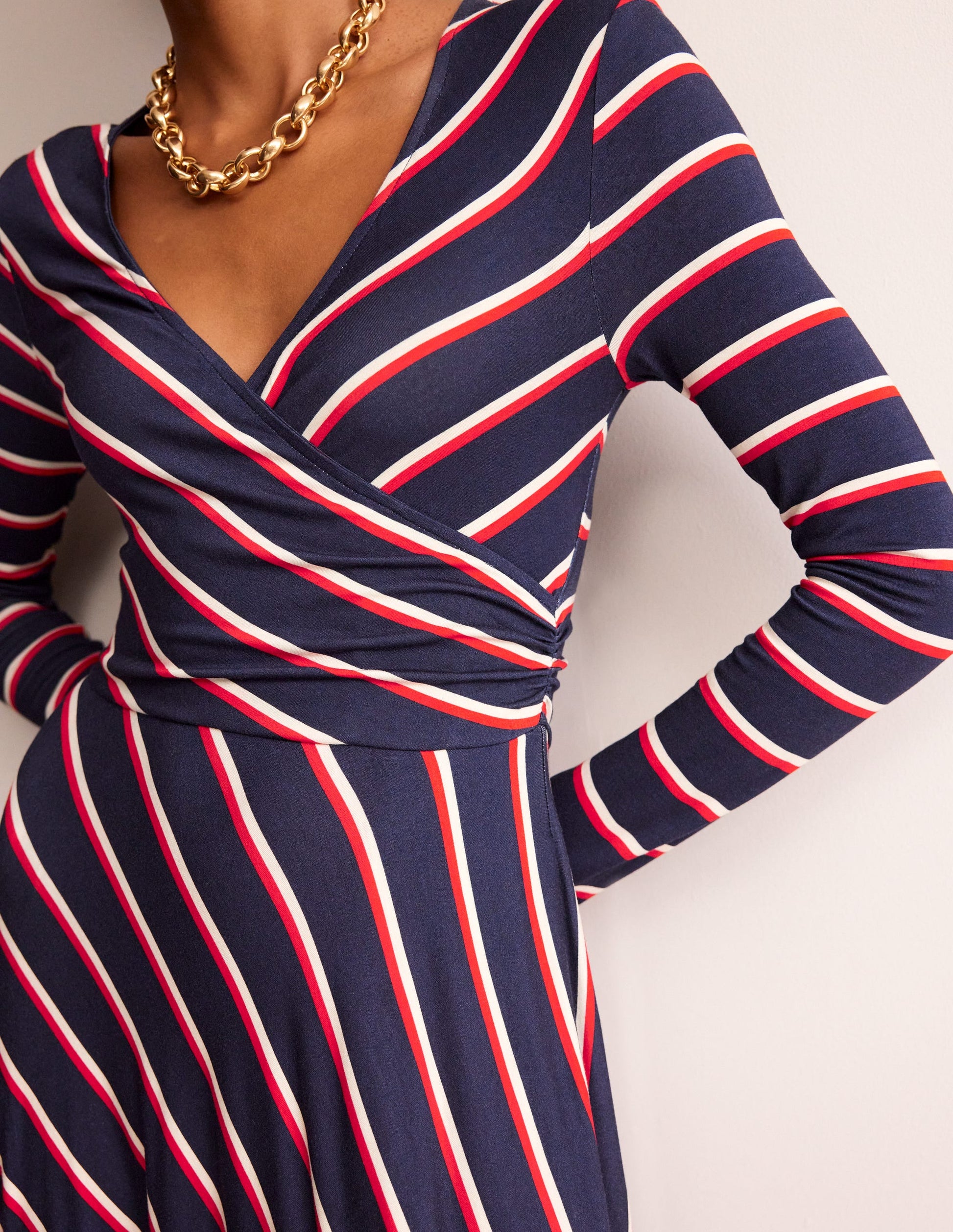 Hotch Stripe Jersey Midi Dress-Navy, Red, White Stripe-2