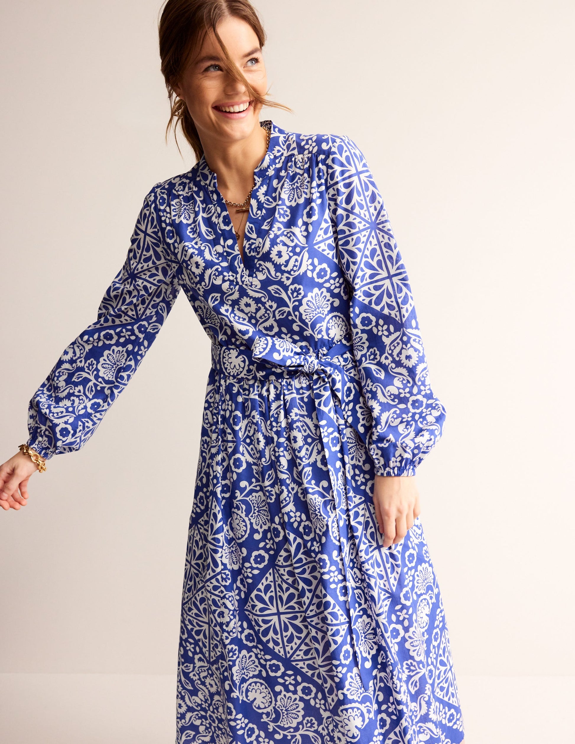 Jen Cotton Midi Dress-Surf the Web, Mosaic Terrace-1