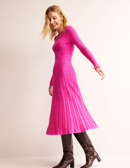 Imogen Empire Knitted Dress-Rose Violet-1