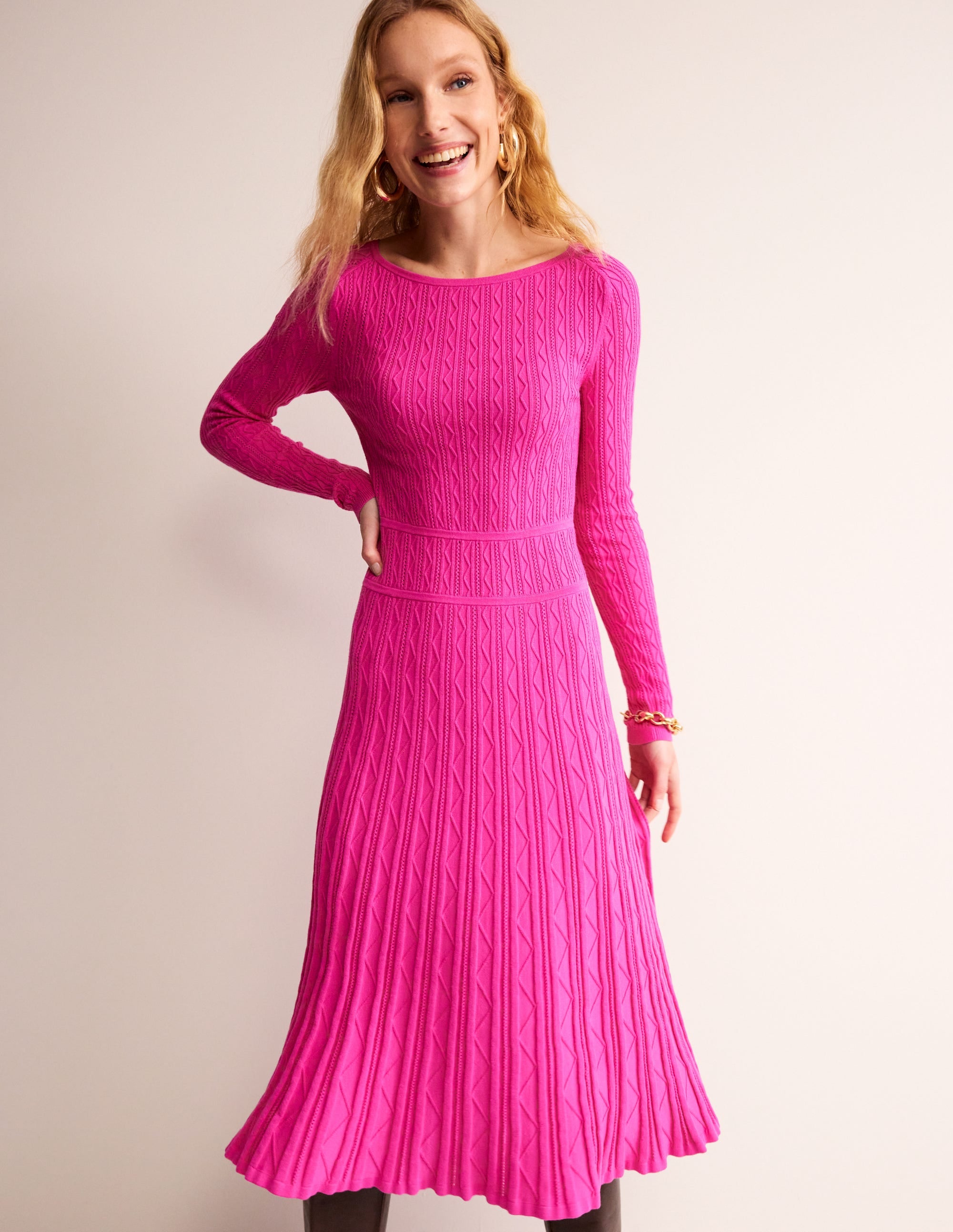 Imogen Empire Knitted Dress-Rose Violet - Image 2