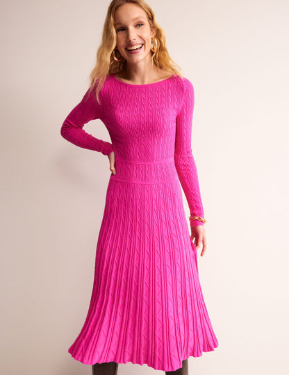 Imogen Empire Knitted Dress-Rose Violet-2