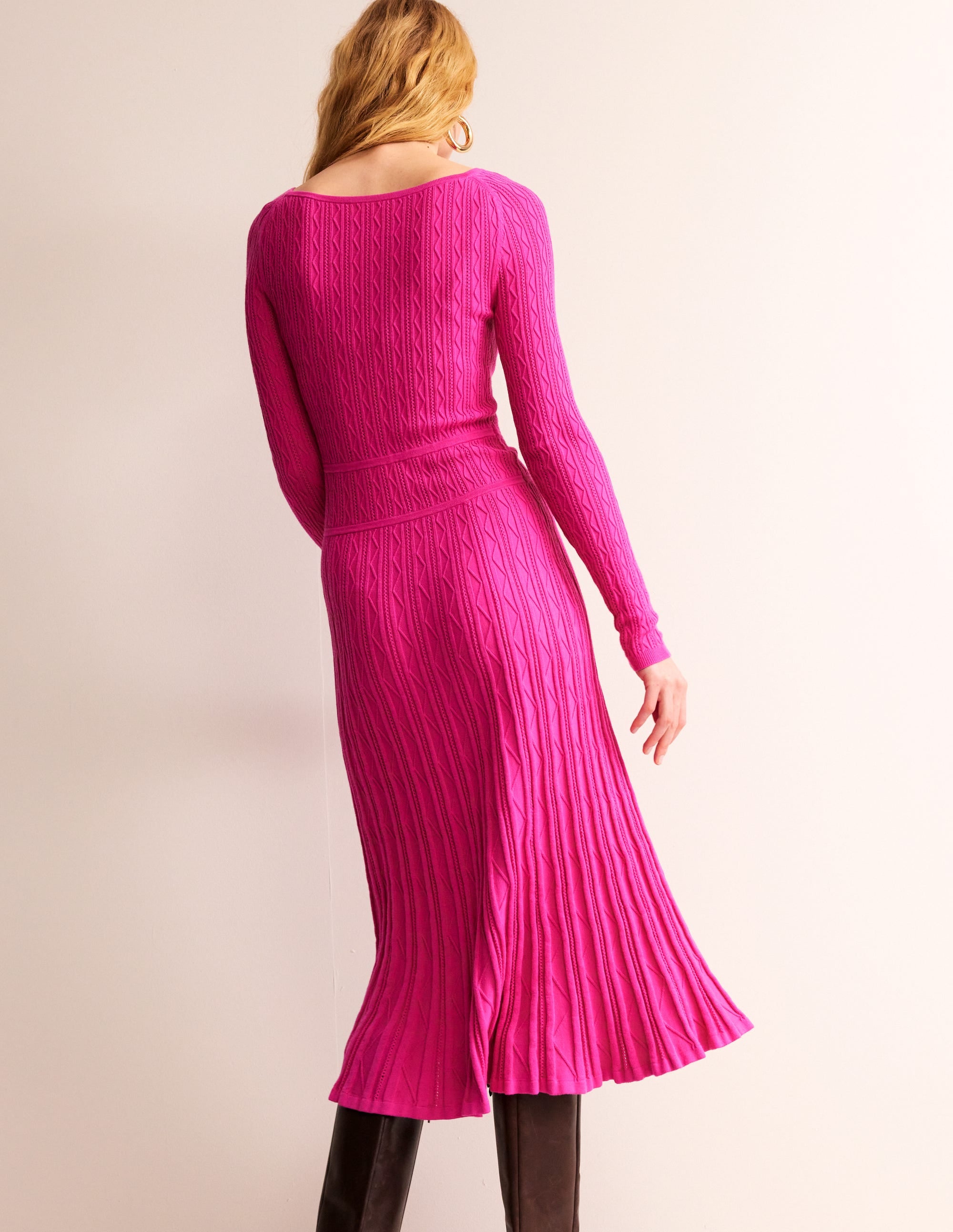 Imogen Empire Knitted Dress-Rose Violet - Image 4