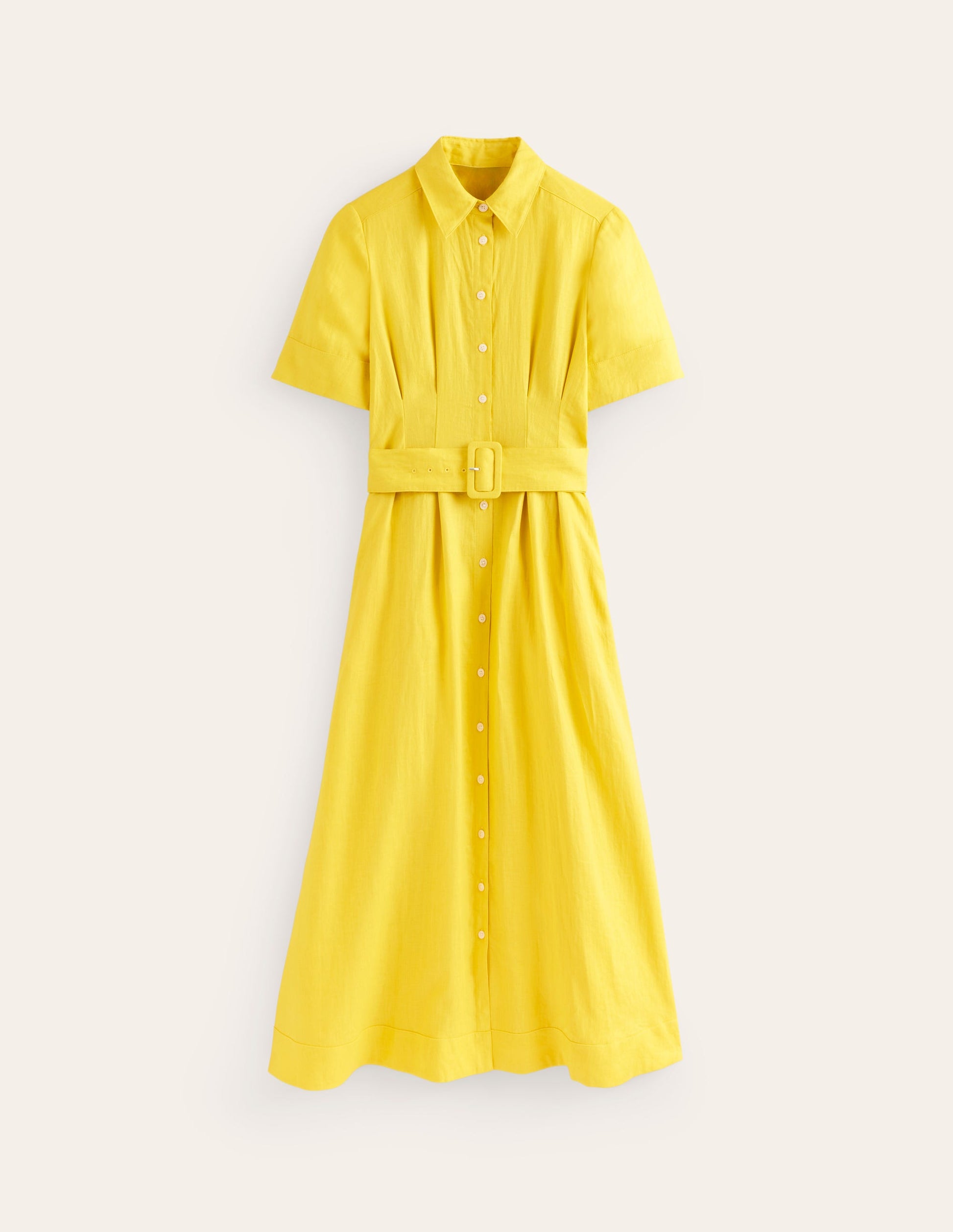 Louise Linen Midi Shirt Dress-Passion Fruit-5