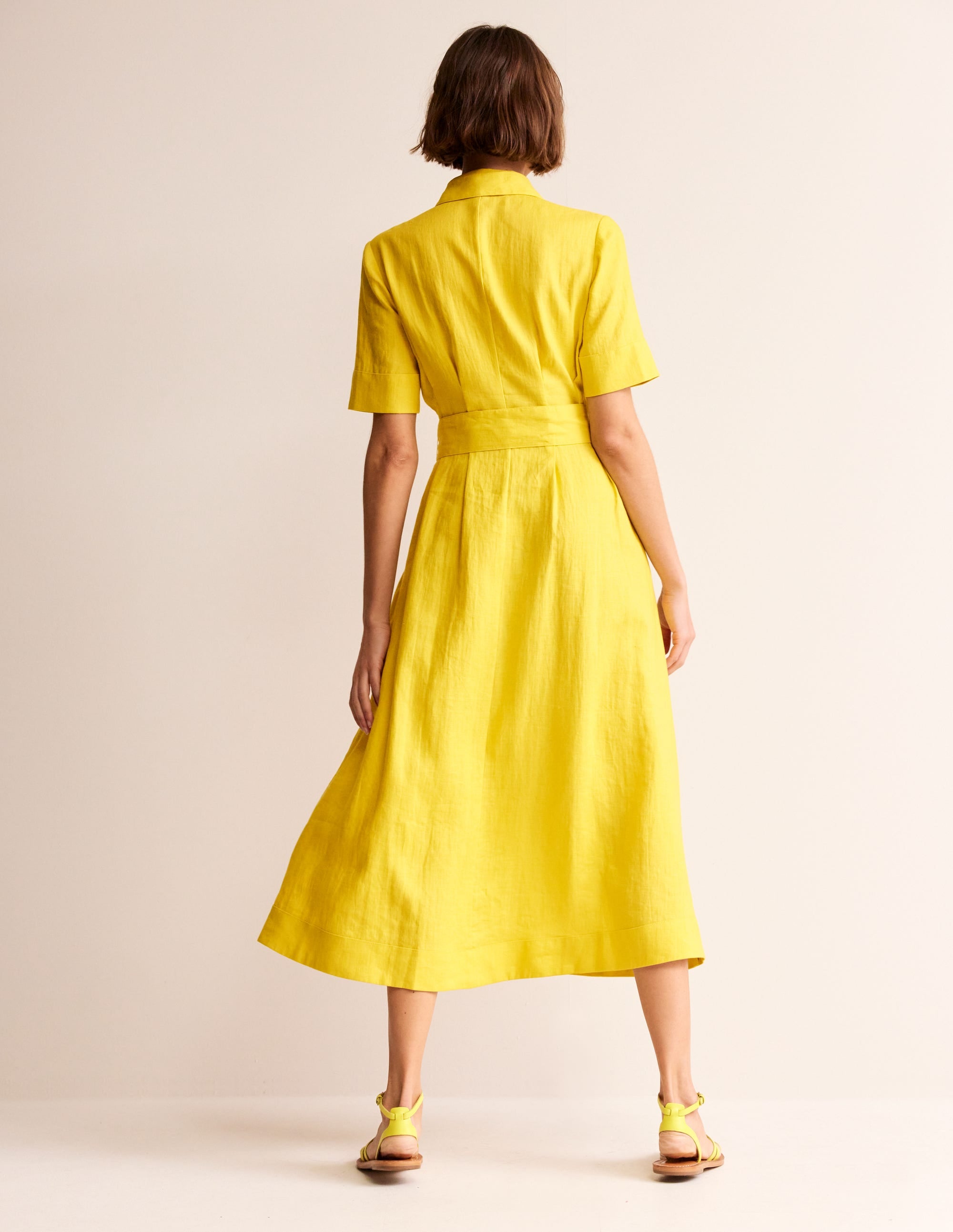 Louise Linen Midi Shirt Dress-Passion Fruit - Image 3