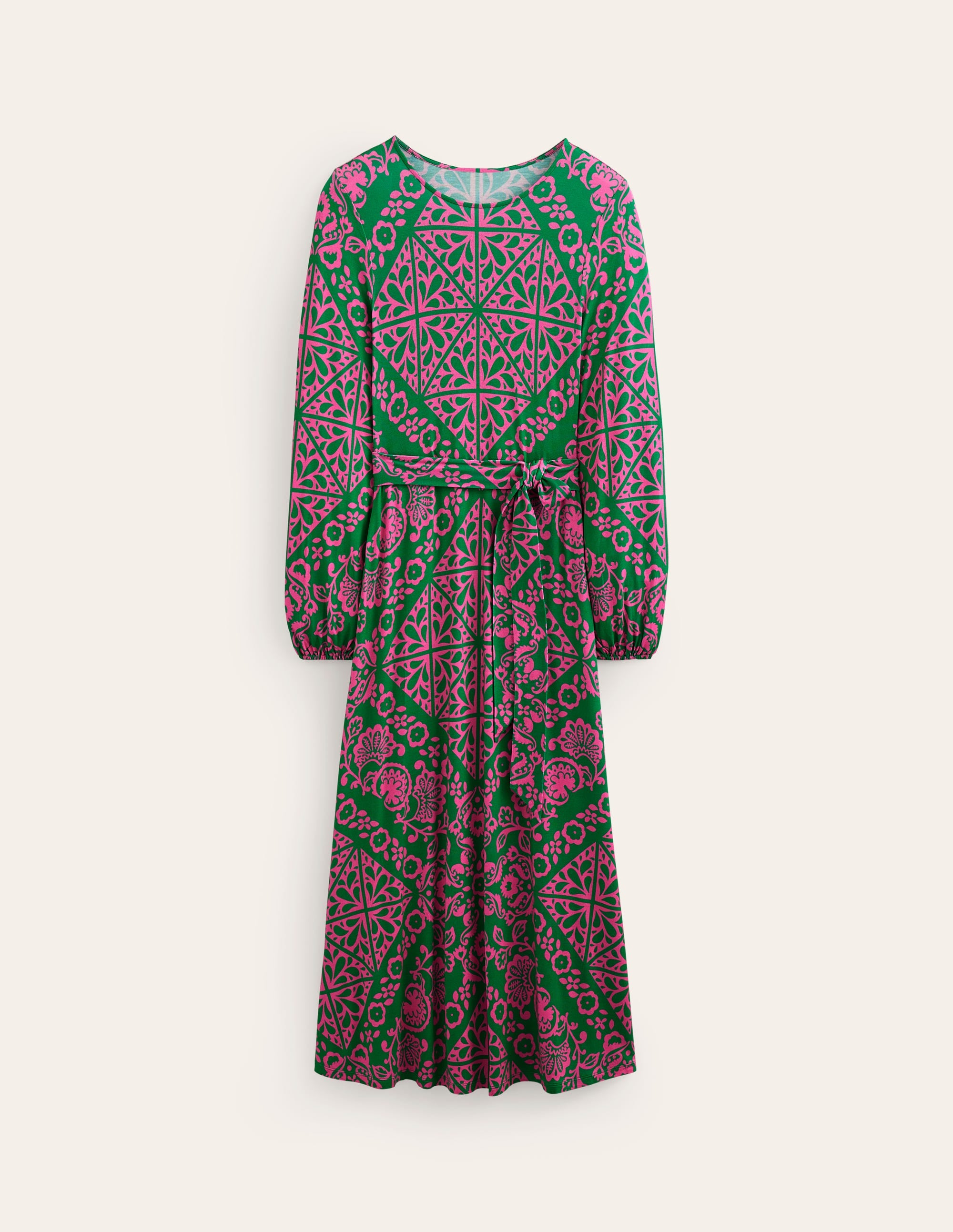 Placement Print Jersey Dress-Green, Mosaic Terrace - Image 5