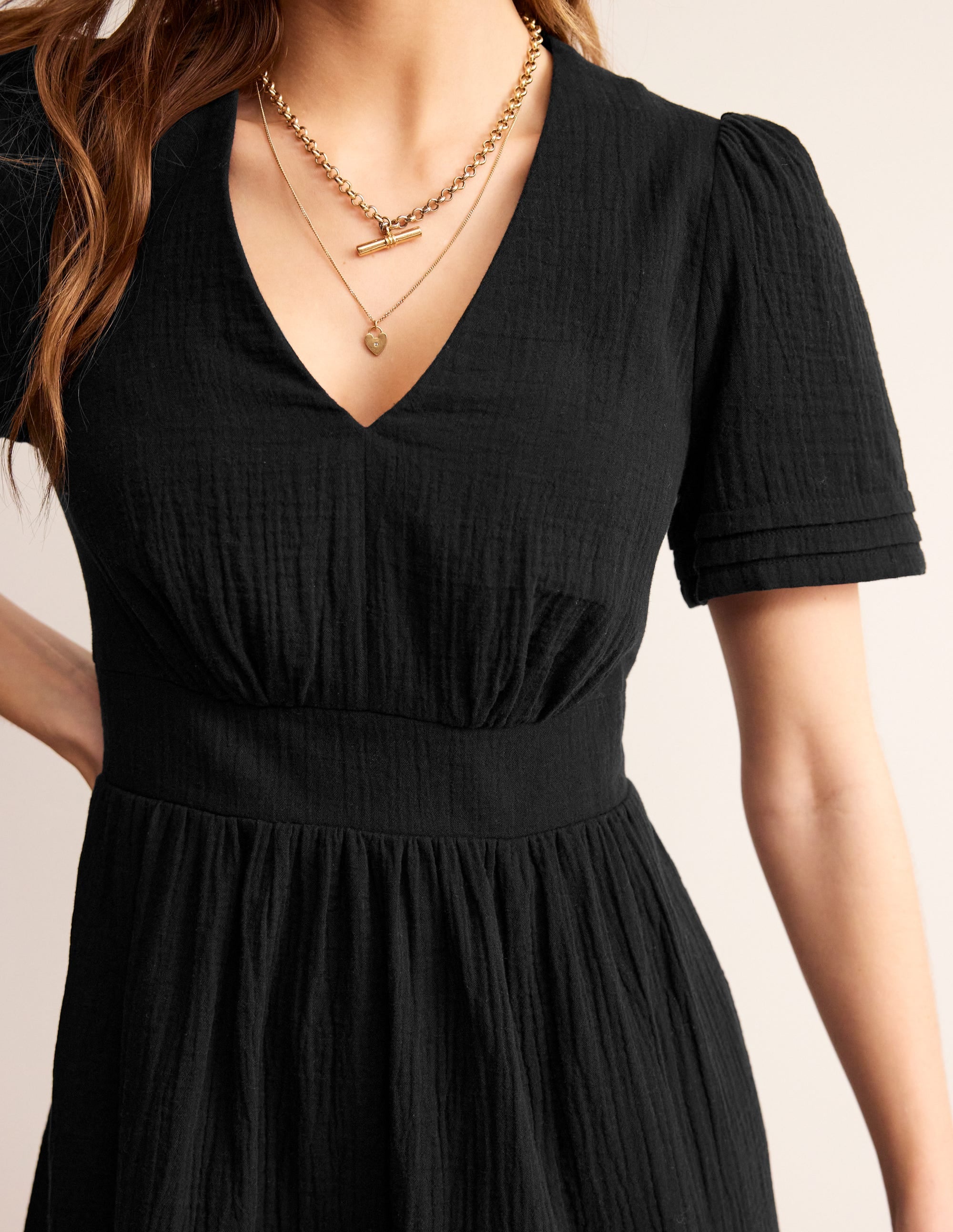 Eve Double Cloth Short Dress-Black - Image 2