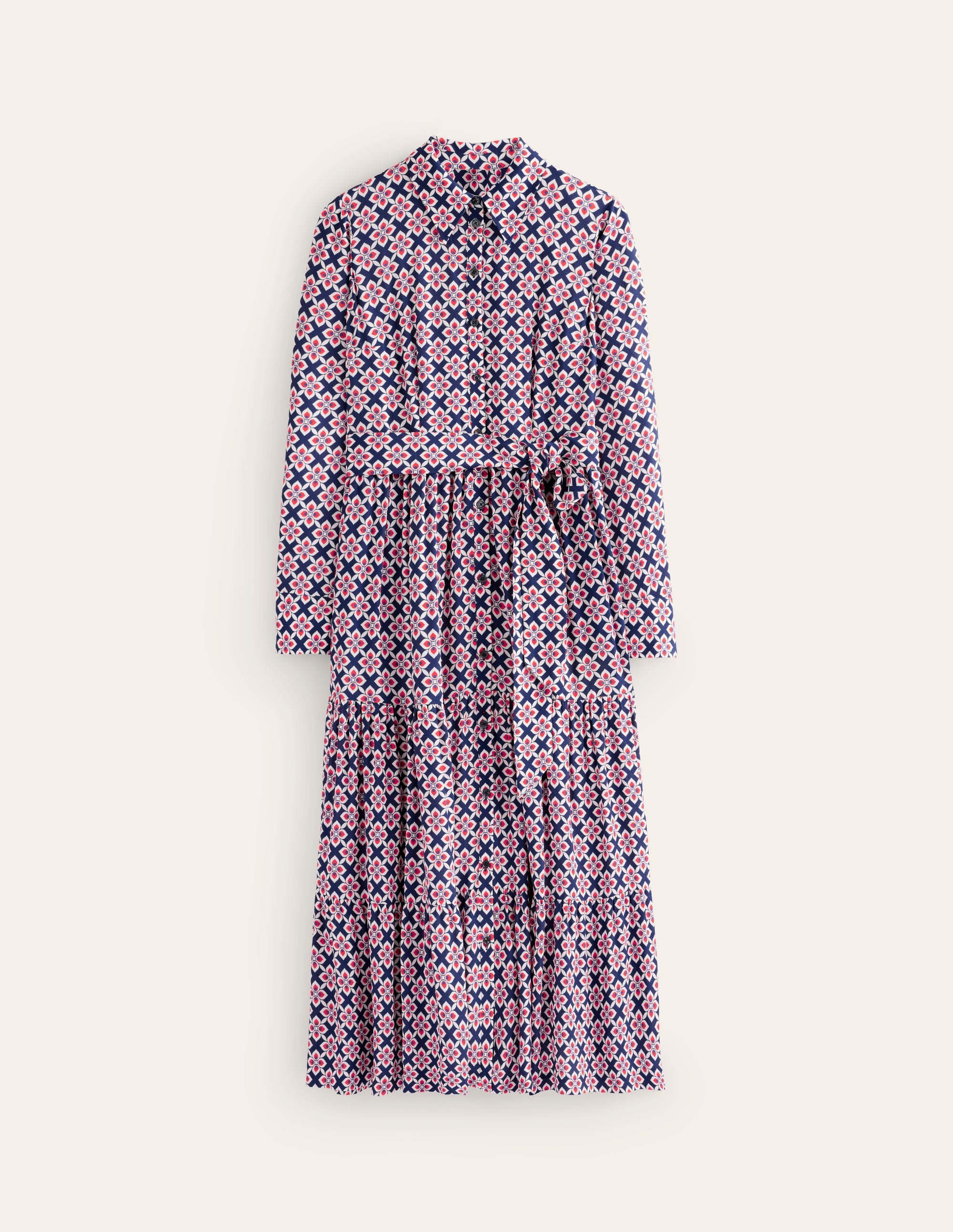 Flo Midi Shirt Dress-Poppy Red, Diamond Floral - Image 5