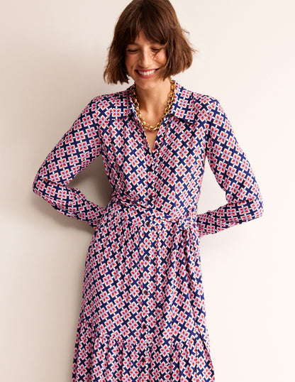 Flo Midi Shirt Dress-Poppy Red, Diamond Floral-1