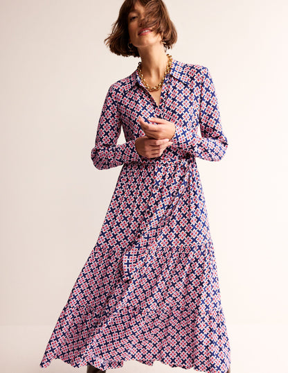 Flo Midi Shirt Dress-Poppy Red, Diamond Floral-2