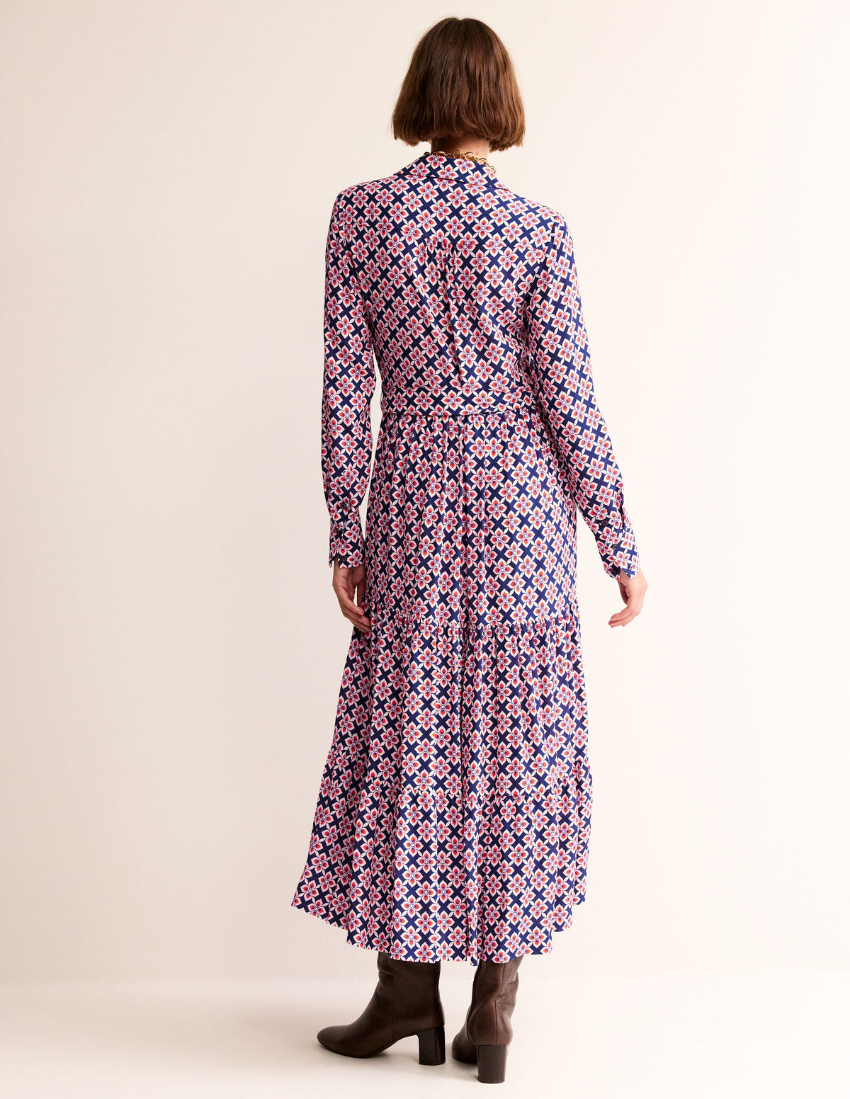 Flo Midi Shirt Dress-Poppy Red, Diamond Floral - Image 3