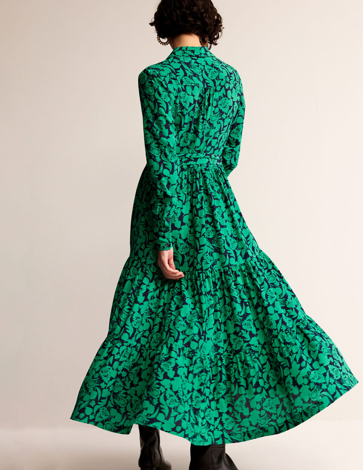Flo Midi Shirt Dress-Meadow Green, Tulip Bloom - Image 3