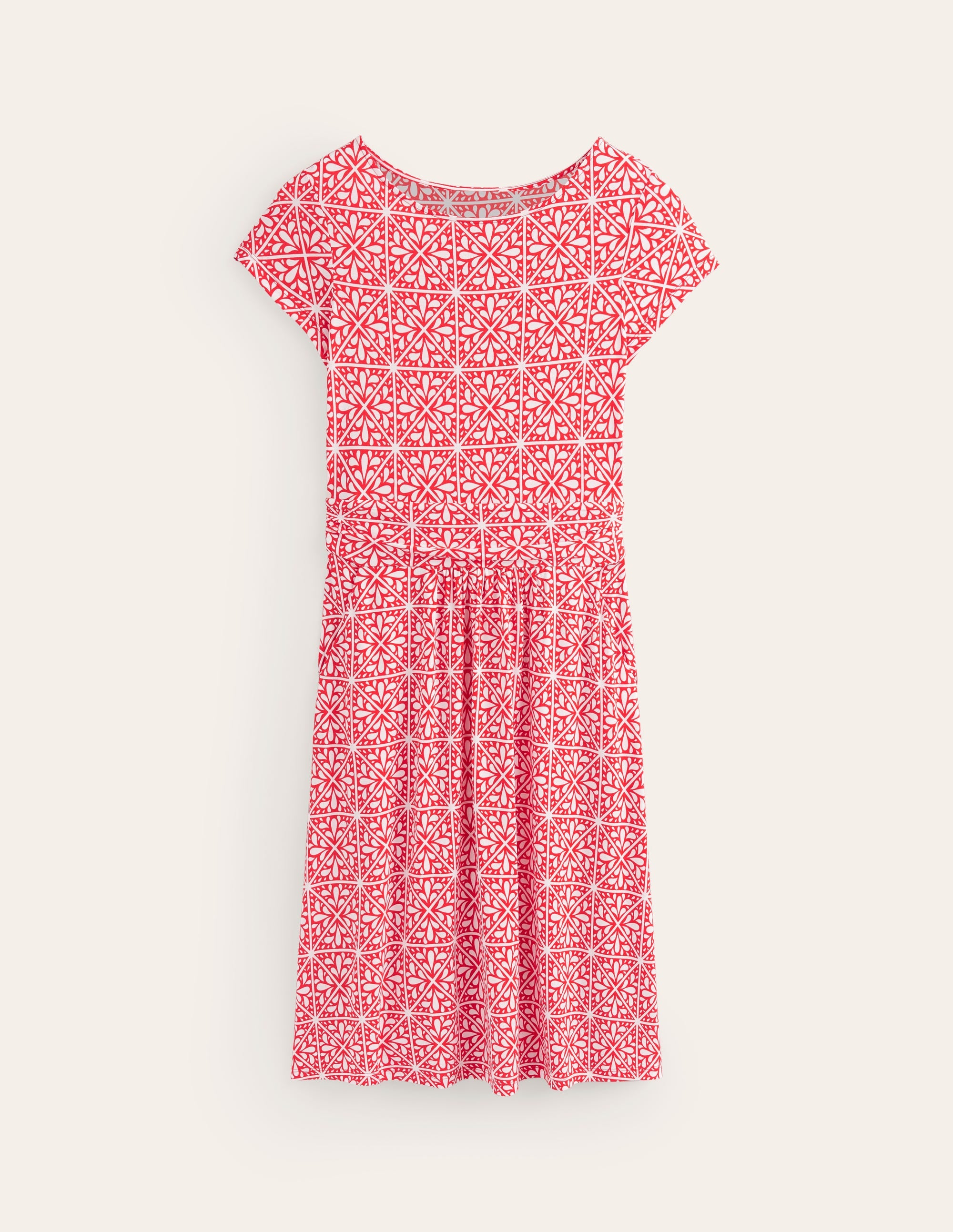 Amelie Jersey Dress-Flame Scarlet, Floral Mosaic - Image 6