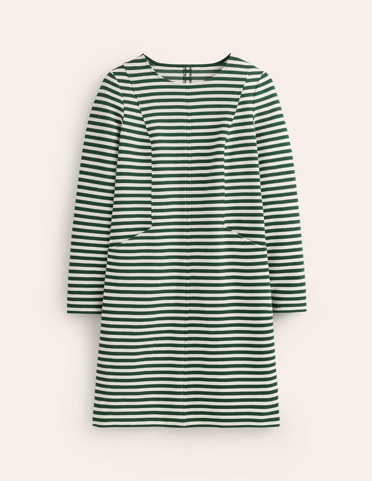 Ellen Ottoman Dress-Dark green, Ivory Stripe
