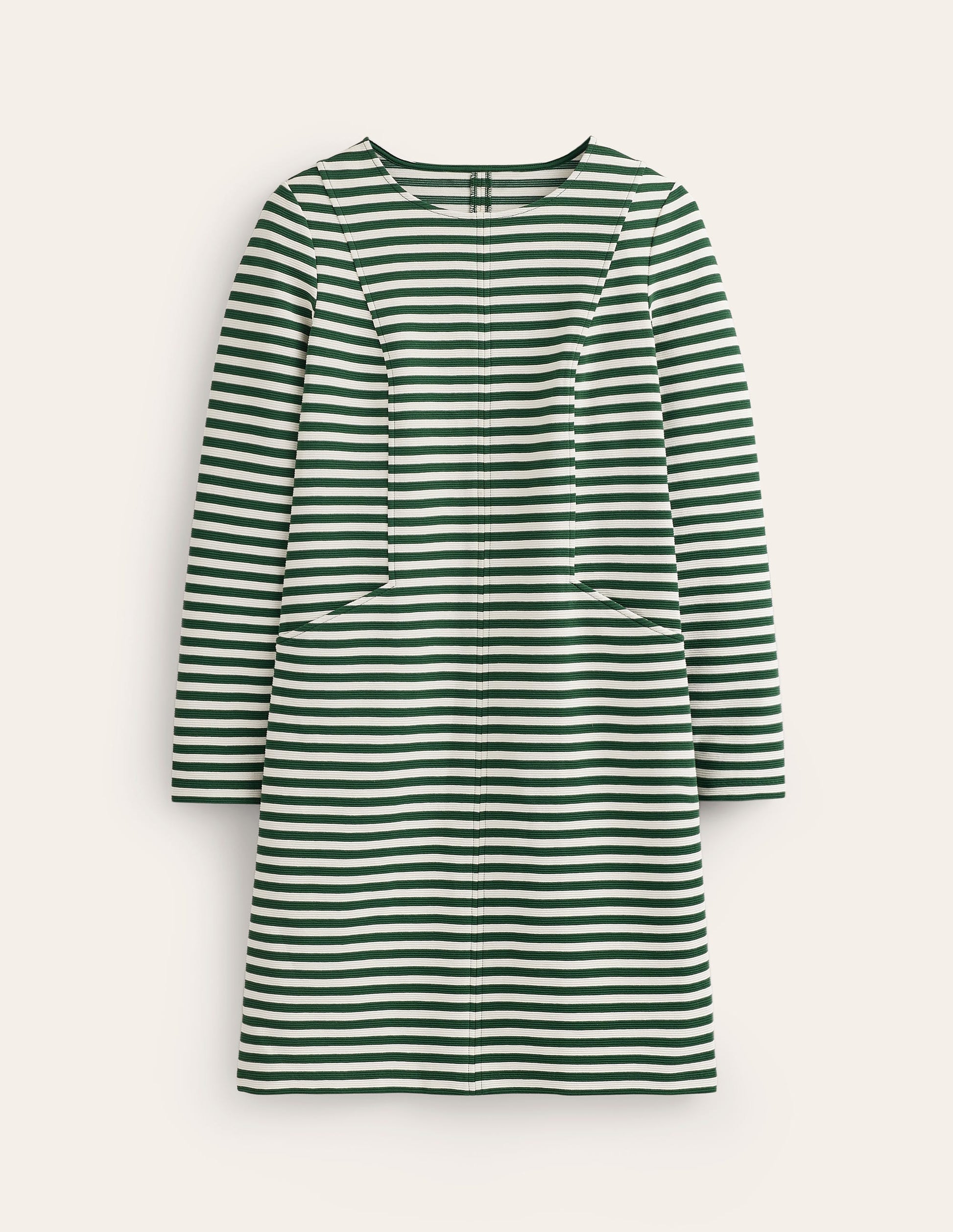 Ellen Ottoman Dress-Dark green, Ivory Stripe-5