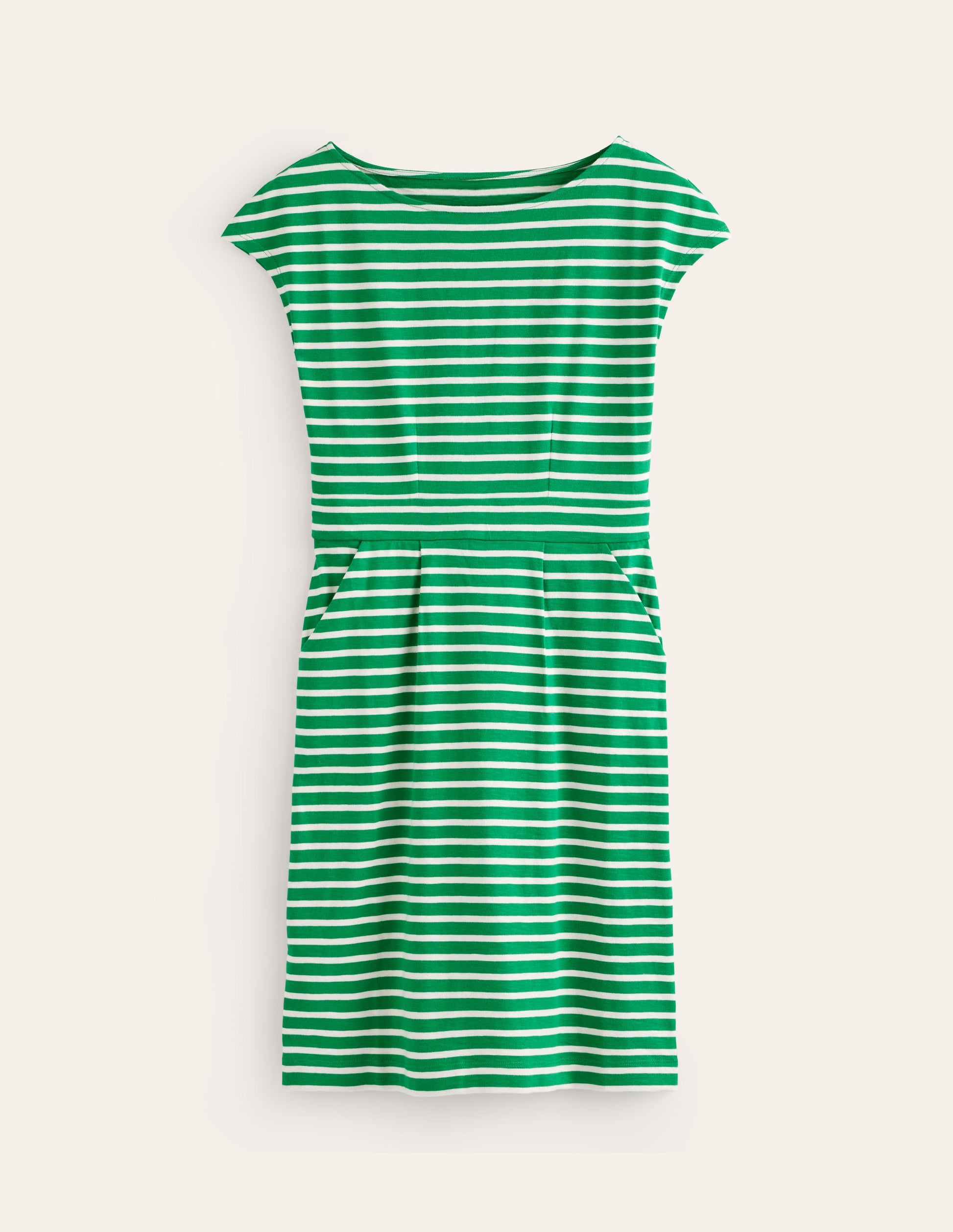 Florrie Jersey Dress-Green Tambourine, Ivory Stripe-6