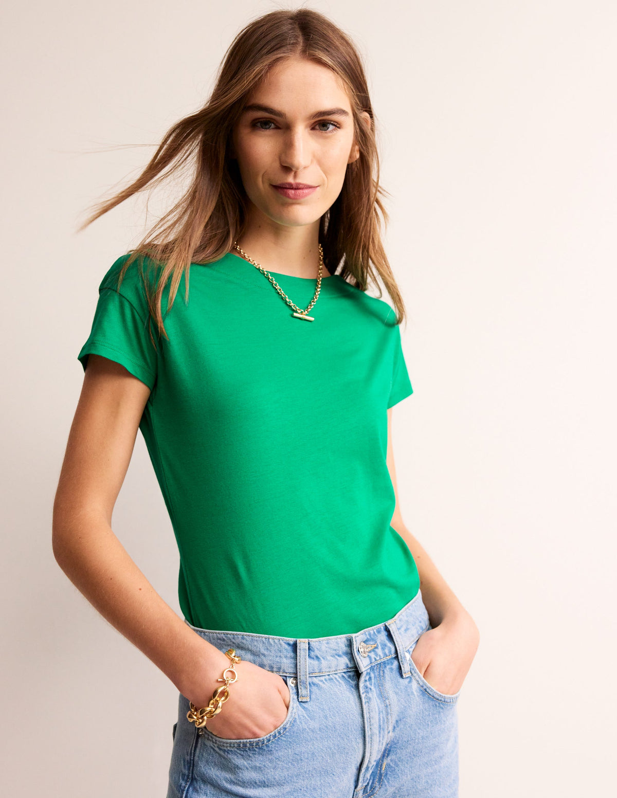 Supersoft Boat Neck T-Shirt-Pepper Green-1