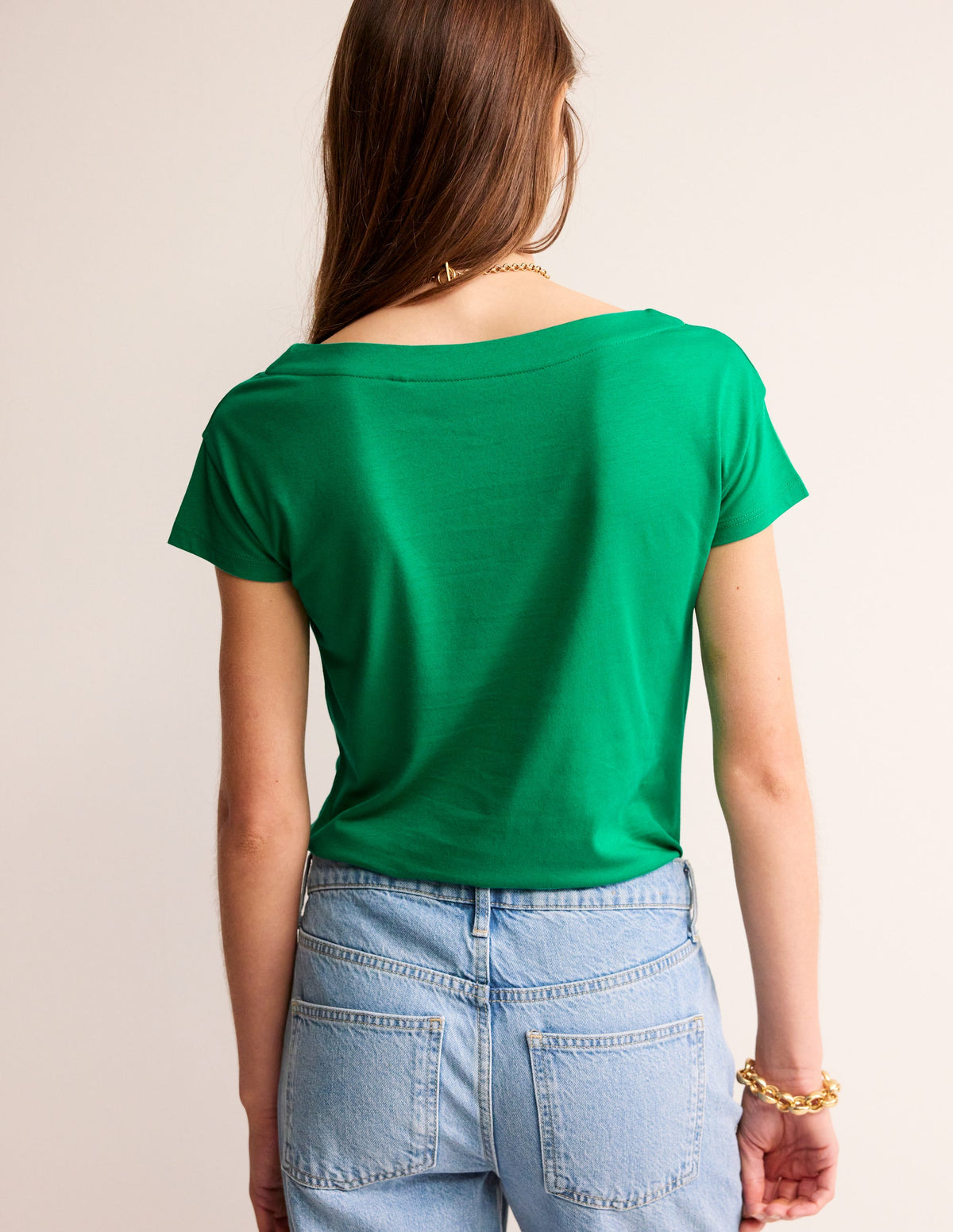 Supersoft Boat Neck T-Shirt-Pepper Green - Image 3