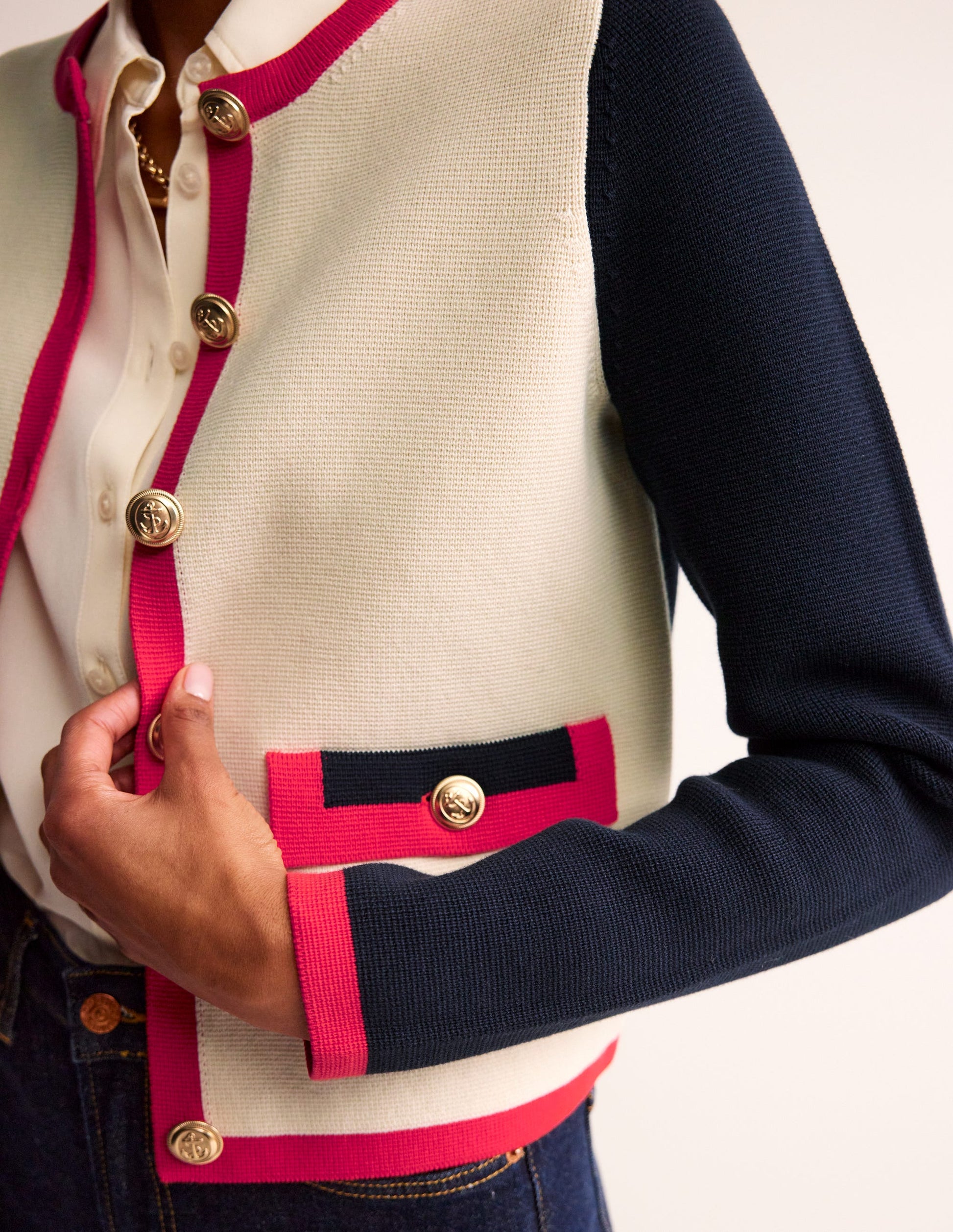 Holly Knitted Jacket-Warm Ivory/ Navy/ Red-2