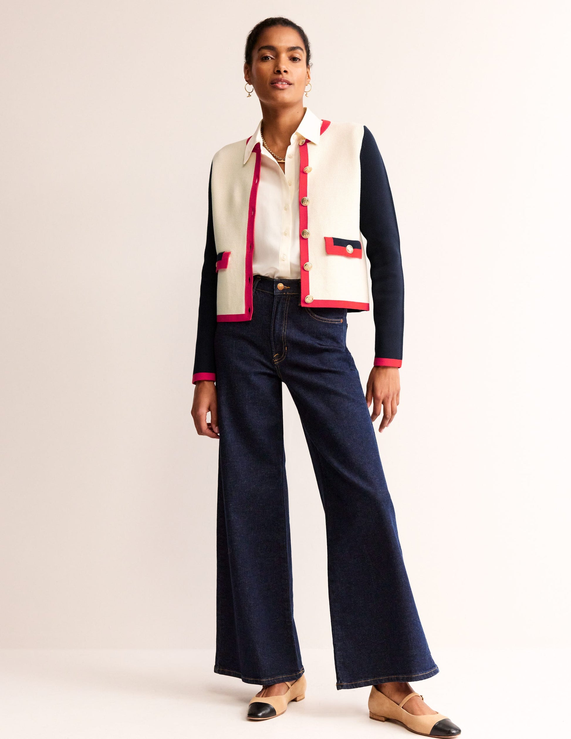Holly Knitted Jacket-Warm Ivory/ Navy/ Red-4