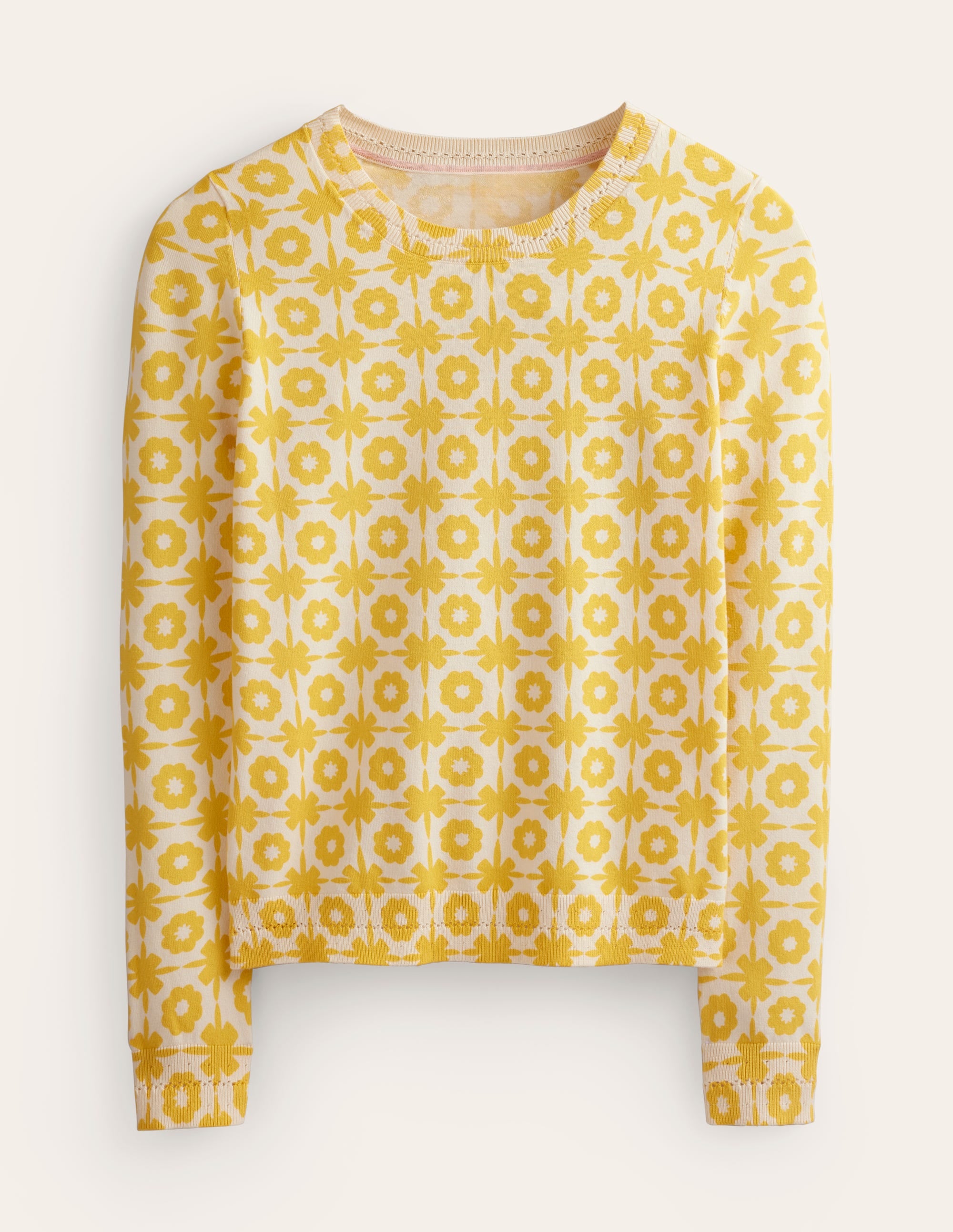 Catriona Cotton Crew Jumper-Mimosa Yellow Print - Image 6
