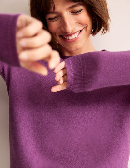 Eva Cashmere Crew Neck Jumper-Mulberry-2