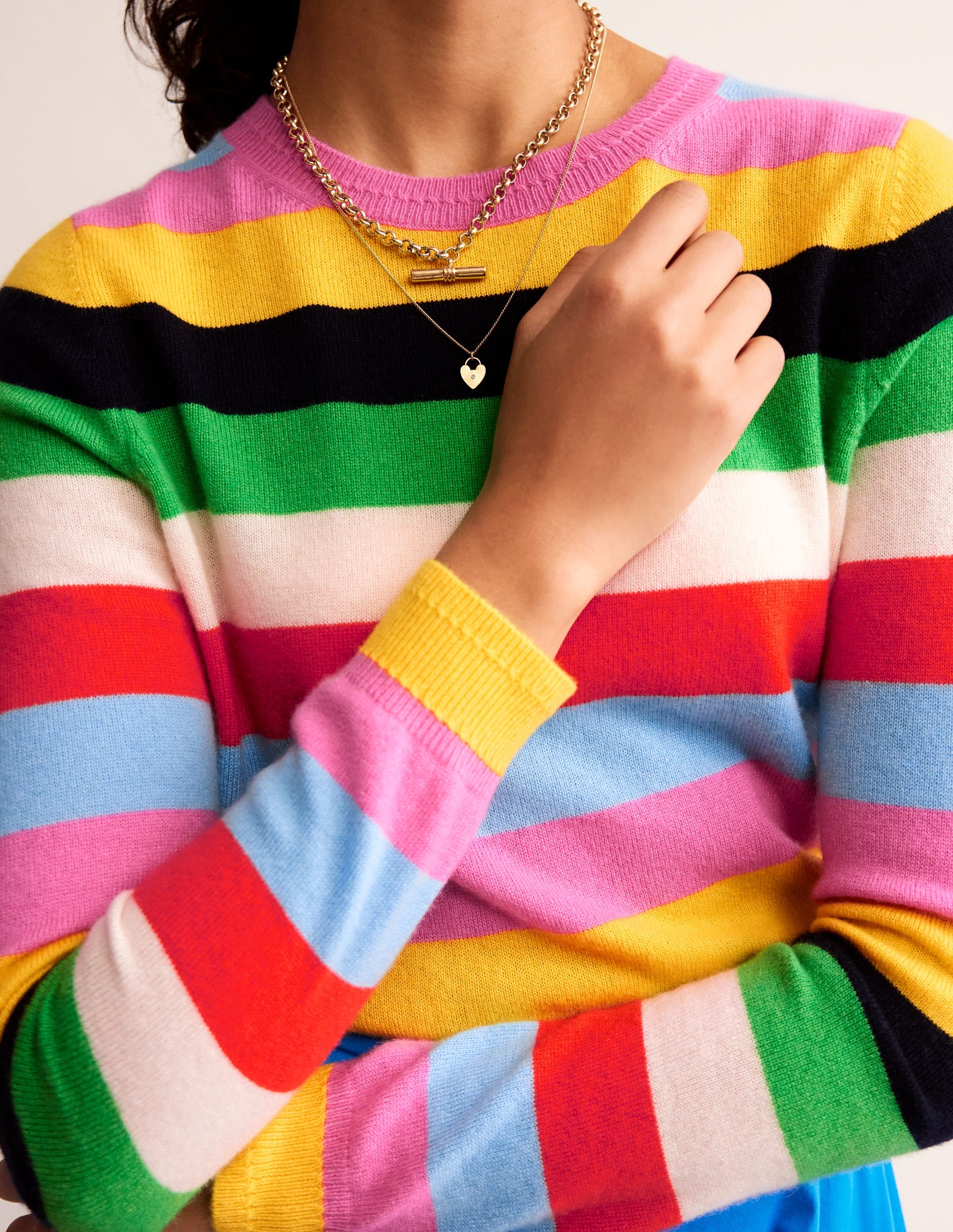 Eva Cashmere Crew Neck Jumper-Air Blue, Party Pink-3