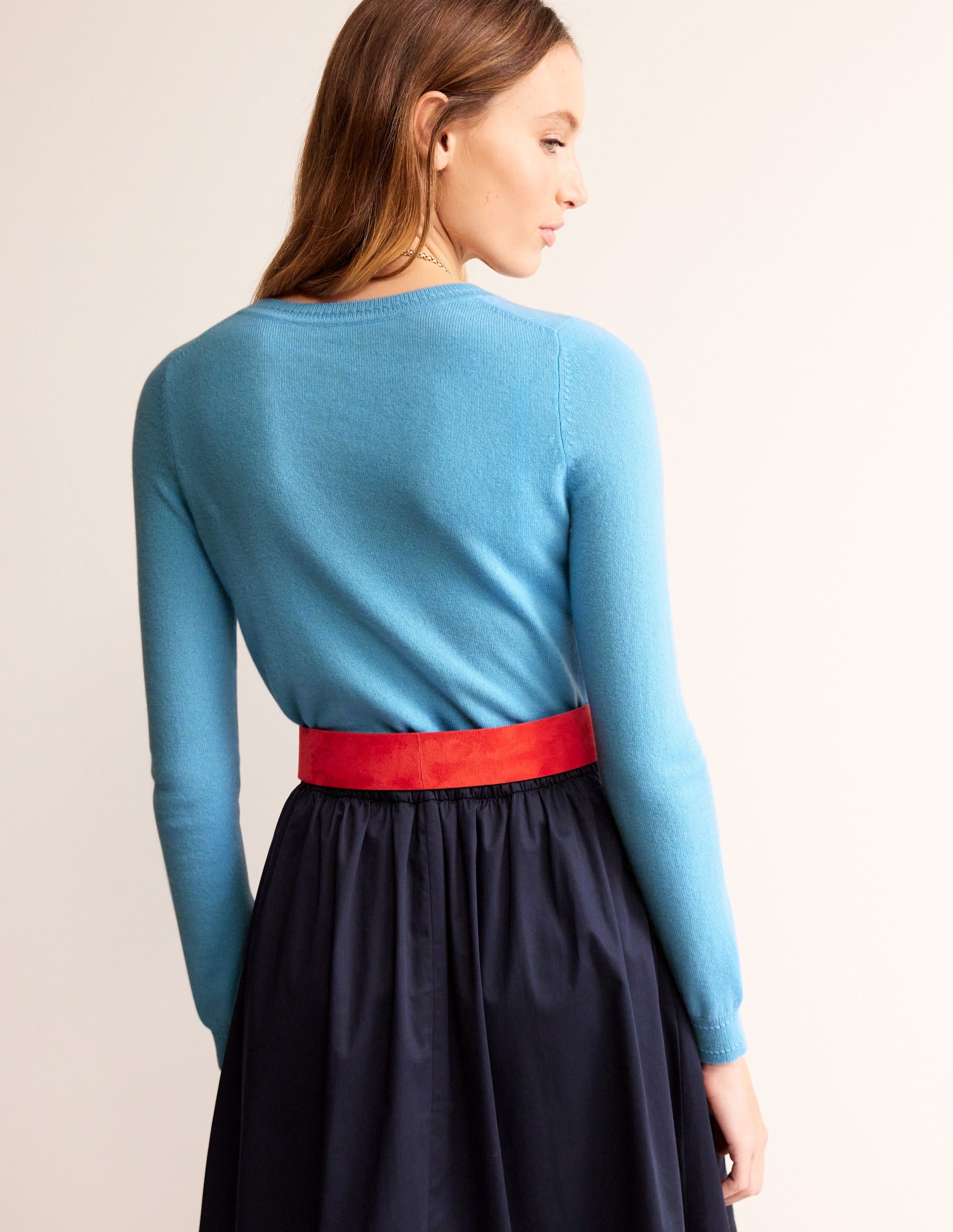 Eva Cashmere Crew Neck Jumper-Air Blue - Image 3
