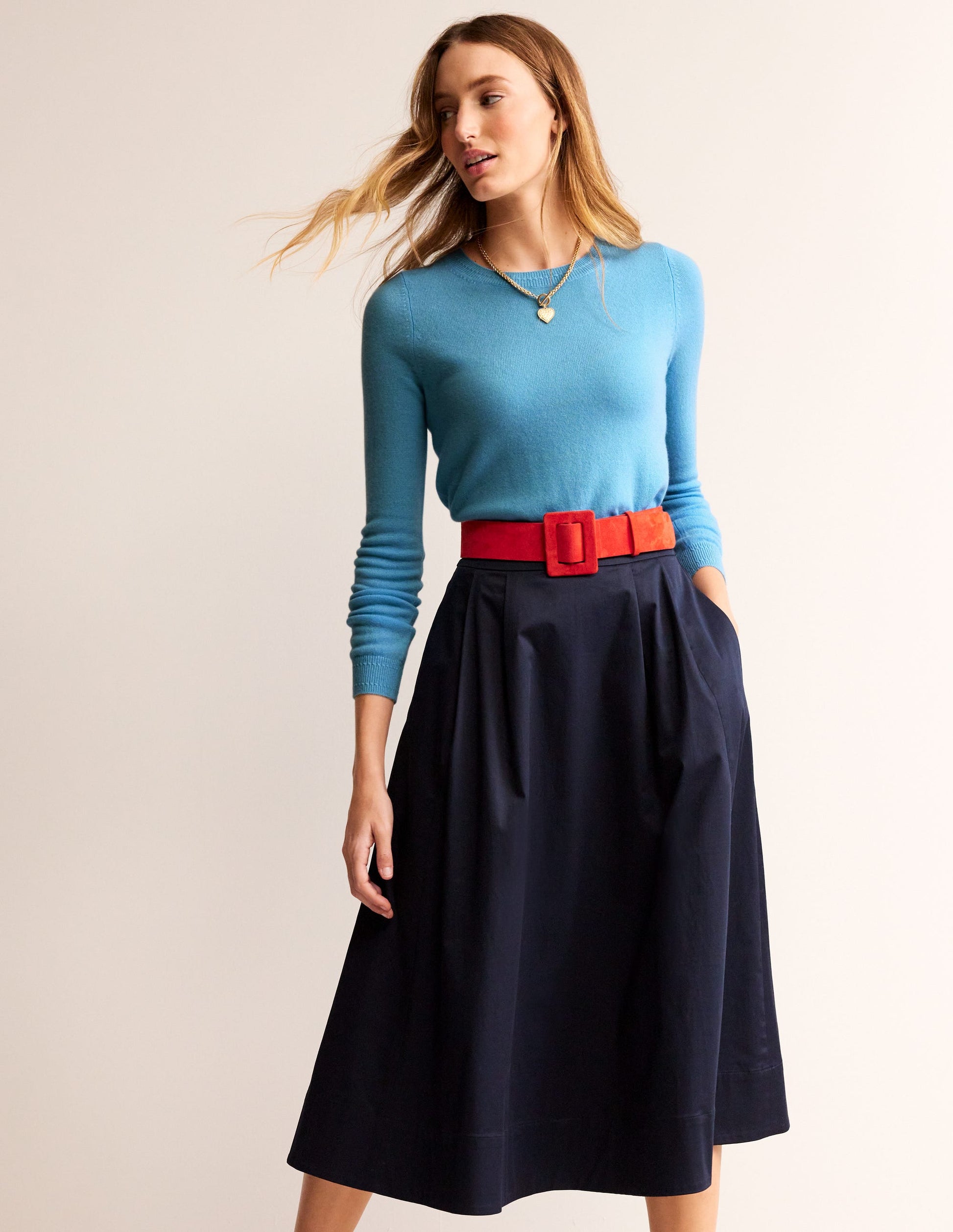 Eva Cashmere Crew Neck Jumper-Air Blue-4